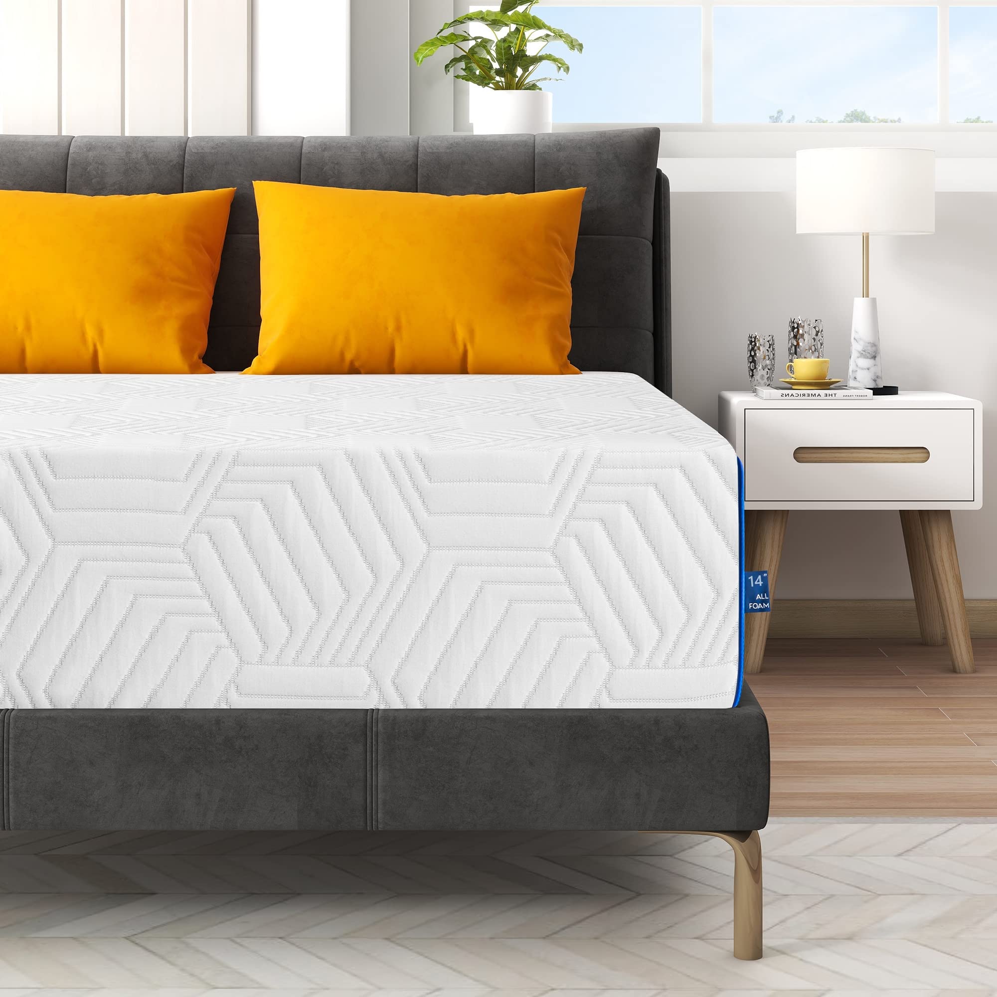 Memory Foam Mattress 8 Inch Queen Size, Medium Firm Pressure Relieving Level Mattress with Breathable Removable Fabric Cover, CertiPUR-US Certified, White