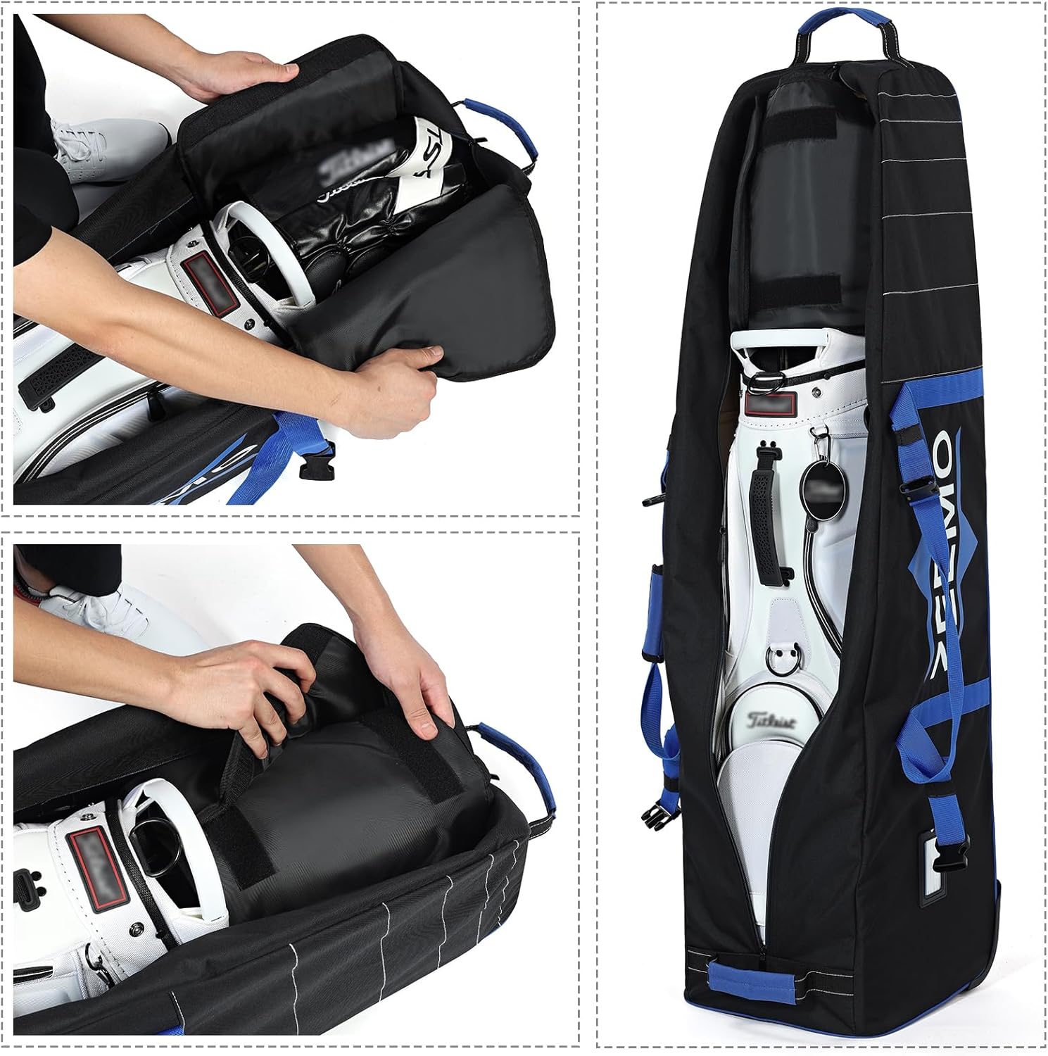 ZEEMO Golf Travel Bag, Mid-Open Protective & Wheeled Airline-Approved Case for Clubs, Stand&CartBag, Waterproof Soft-Sided Cover Made of Heavy Duty Oxford - Image 3