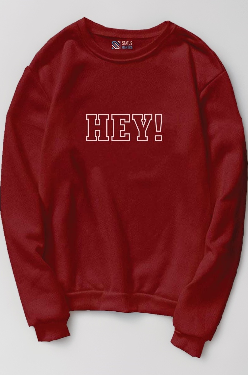 Tshirt for Women and Girls | Round Neck Full Sleeves Hey Printed Casuals