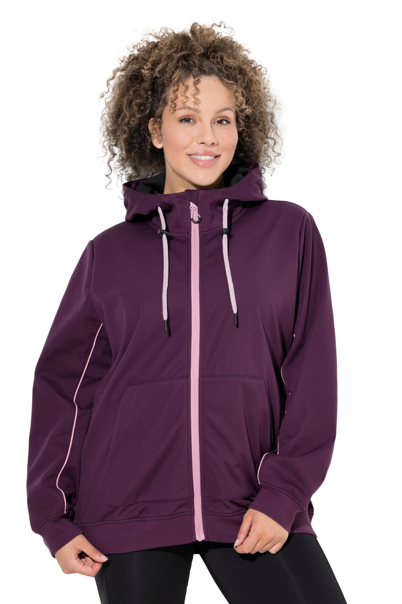Ulla Popken Damen große Größen Übergrößen Plus Size Softshell-Funktionsjacke, wasserabweisend, Kapuze 843186