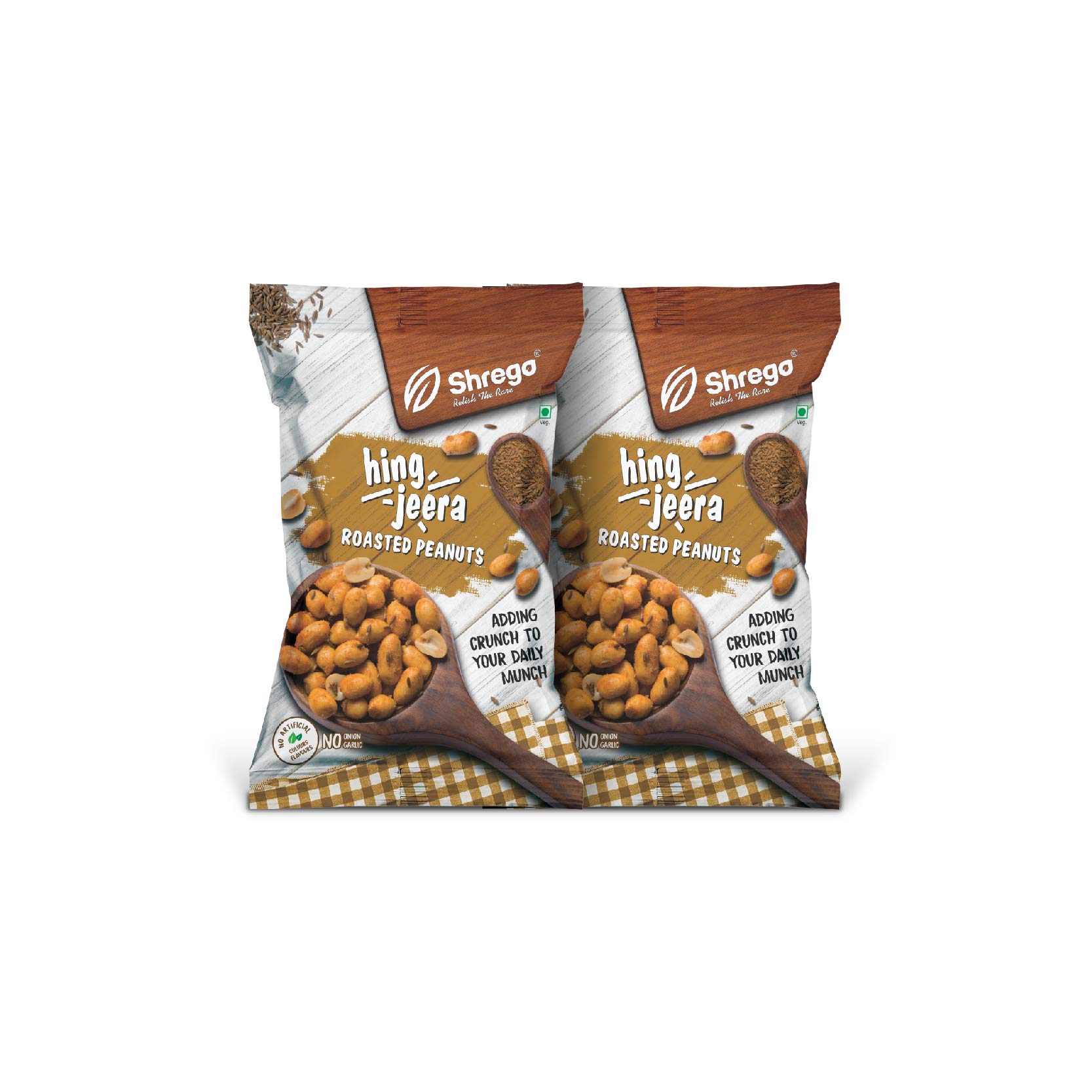 SHREGO Hing Jeera Roasted Peanuts, Healthy Namkeen and Snacks, Pack of 2, 280G (2X140G)