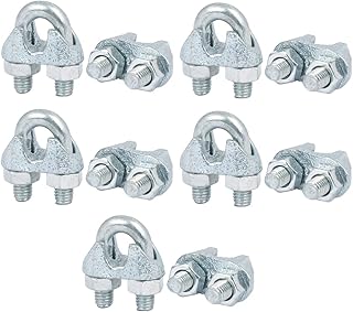 Aexit Wire Rope Chain & Rope Fittings Cable Clamp Clip Silver Tone 5mm Inner Wire Rope Clips Width 10pcs