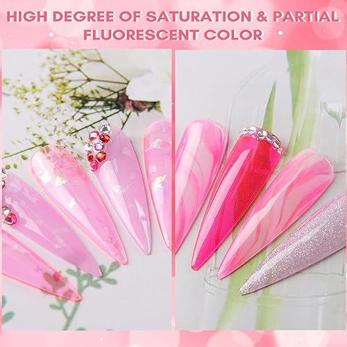 Miniatura 4 de Makartt Pink Jelly Kit de esmalte de uñas de gel translúcido, colección de esmalte de uñas de gel rosa claro, rosa intenso, esmalte de uñas de gel