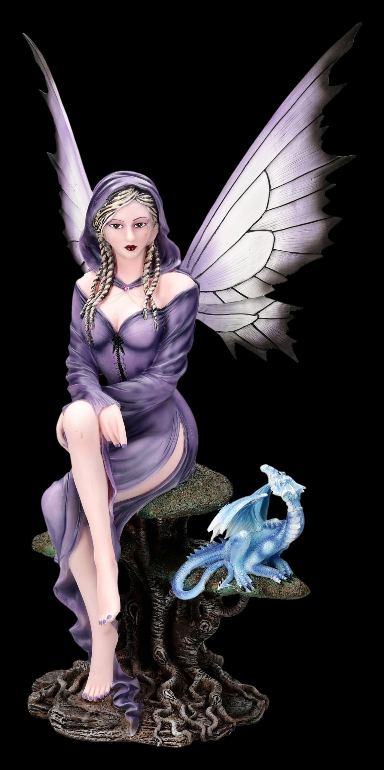 Figuren Shop GmbH Figura de elfo Neriel, guardiana de la luz de la luna, decoración de fantasía pintada a mano (54 cm), colección Tales of Aurelion, idea de regalo para los fanáticos de la luna y del