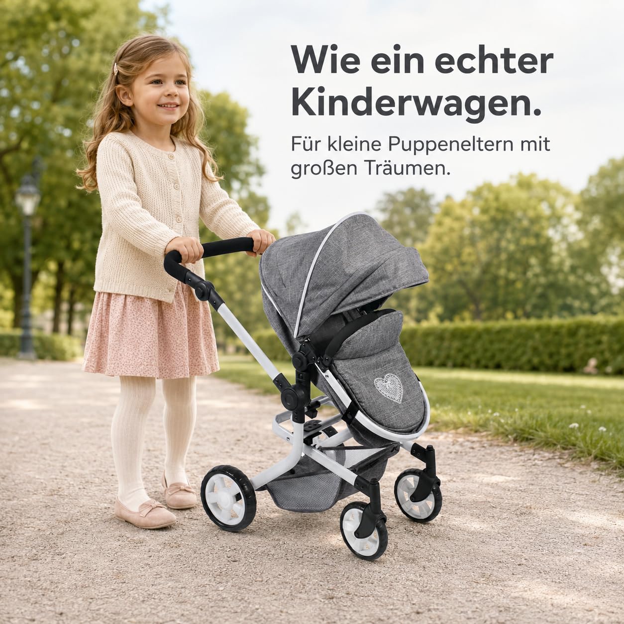 Bayer Chic 2000 Cochecito Muñecas 2en1 Mika | Manillar Regulable 47-80 cm | Cochecito de muñecas premium 2en1 convertible con manillar ergonómico y ruedas giratorias. Robusto y de larga vida útil.