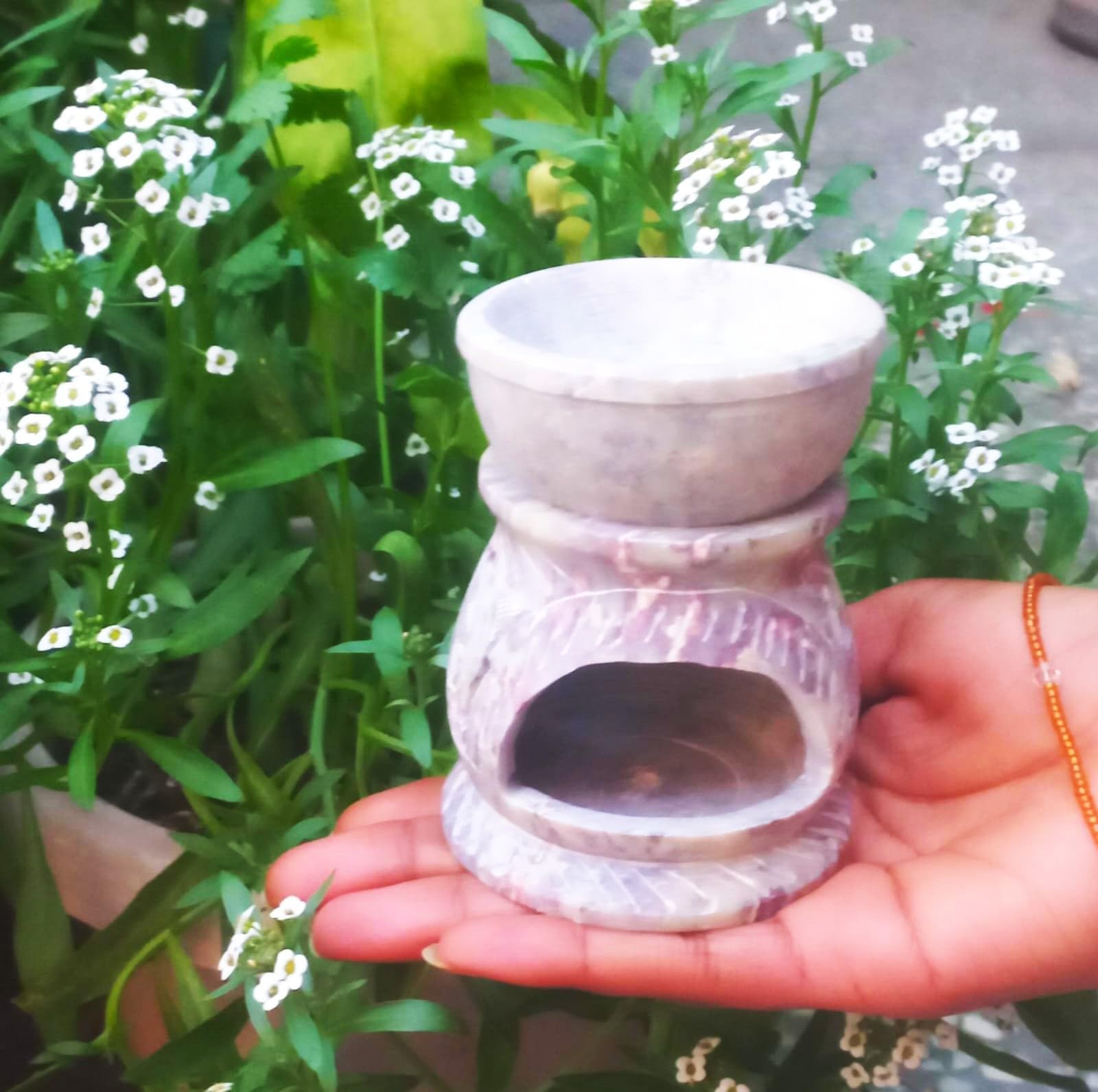 Exclusive Global Beautiful Soapstone 4" Aroma Oil Burner Handicraft Oil Diffuser Showpiece House Warming | Home Decor/Gift Aromatherapy