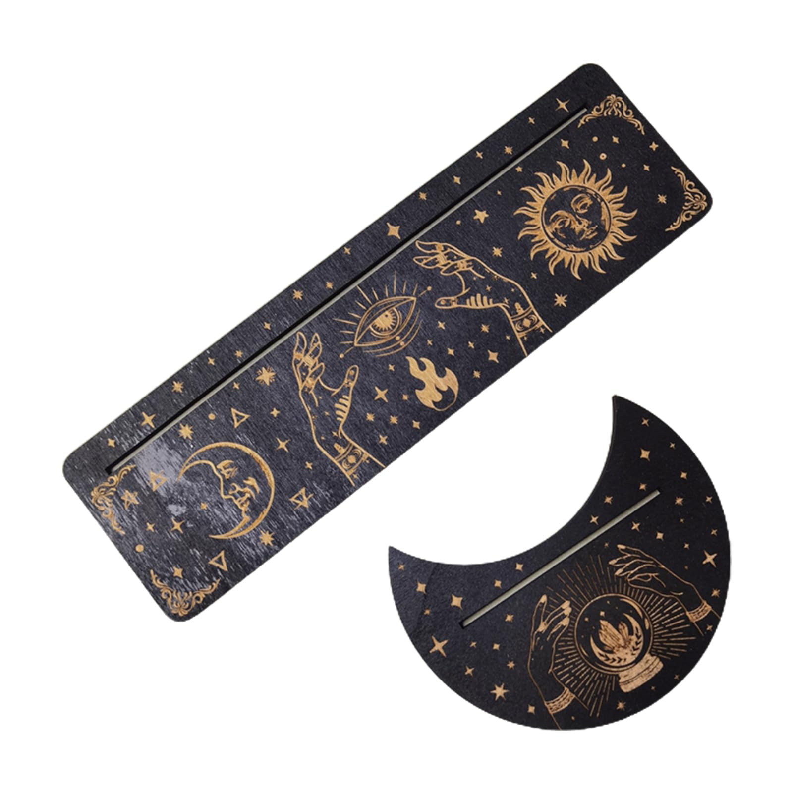 XIGACGEH Wooden Tarot Card Stand Holder Phases Base Shape and Rectangle Cards Holder for Witch Divination Tools Tarot Card Stand