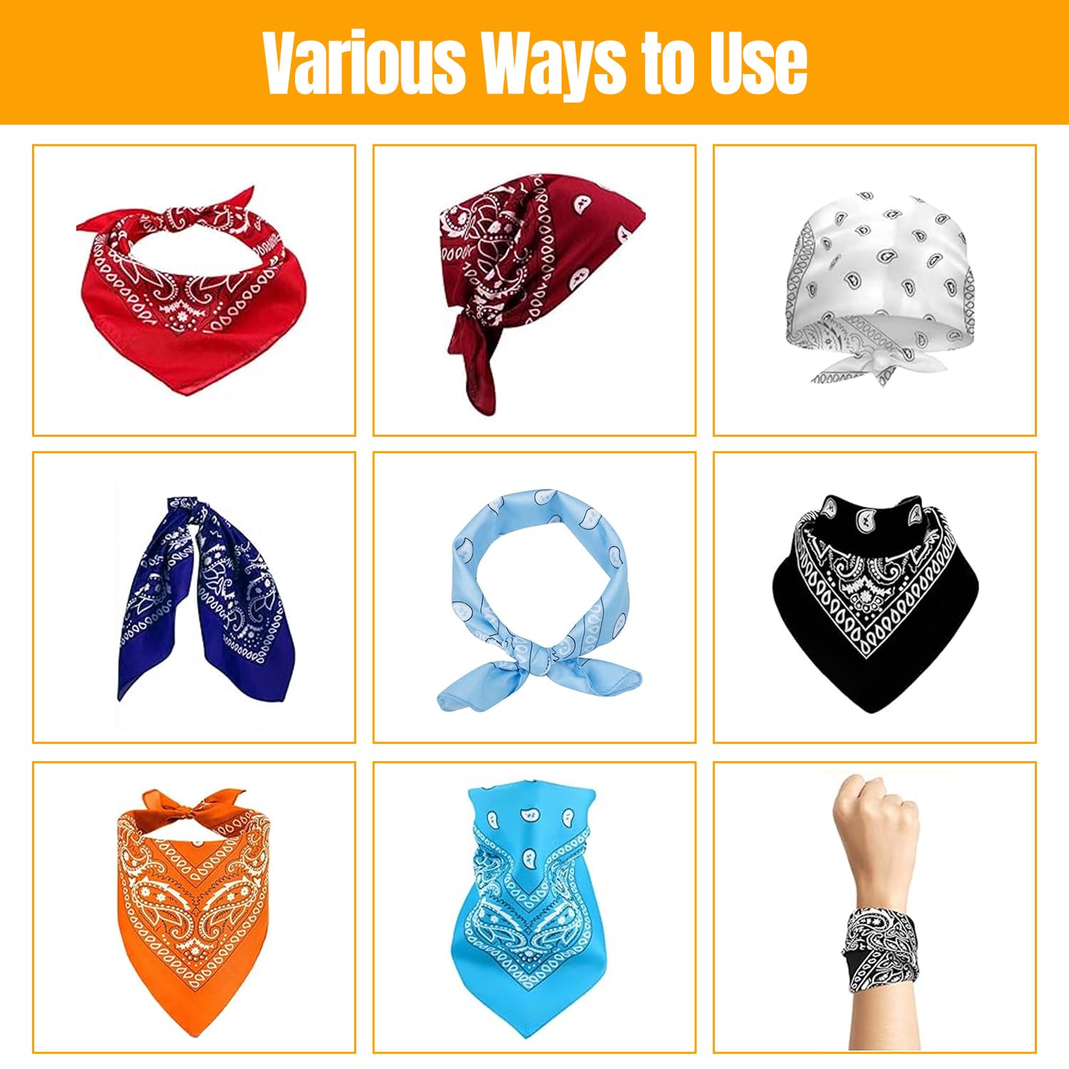 22 pezzi bandana per uomo e donna, design colorato e moderno, per feste, cowboy e sport estivi (55 x 55 cm)