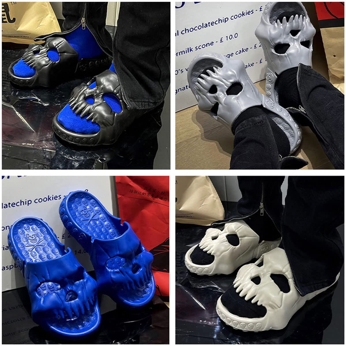 Amazon.com: Skull Design Single Band Slides, Slippers for  display picture 2