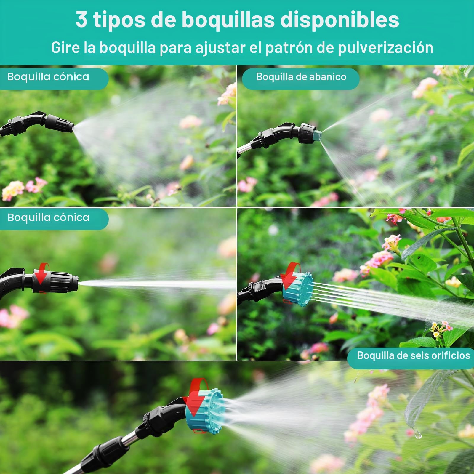 TLGREEN Pulverizador Eléctrico 8L, 7.4V/2000mAh Pulverizador de Jardín a Batería Recargable, con 3 Boquillas Regulable Varita Retráctil, Correa de Hombro Ajustable, para Plantas Jeringa de Malas