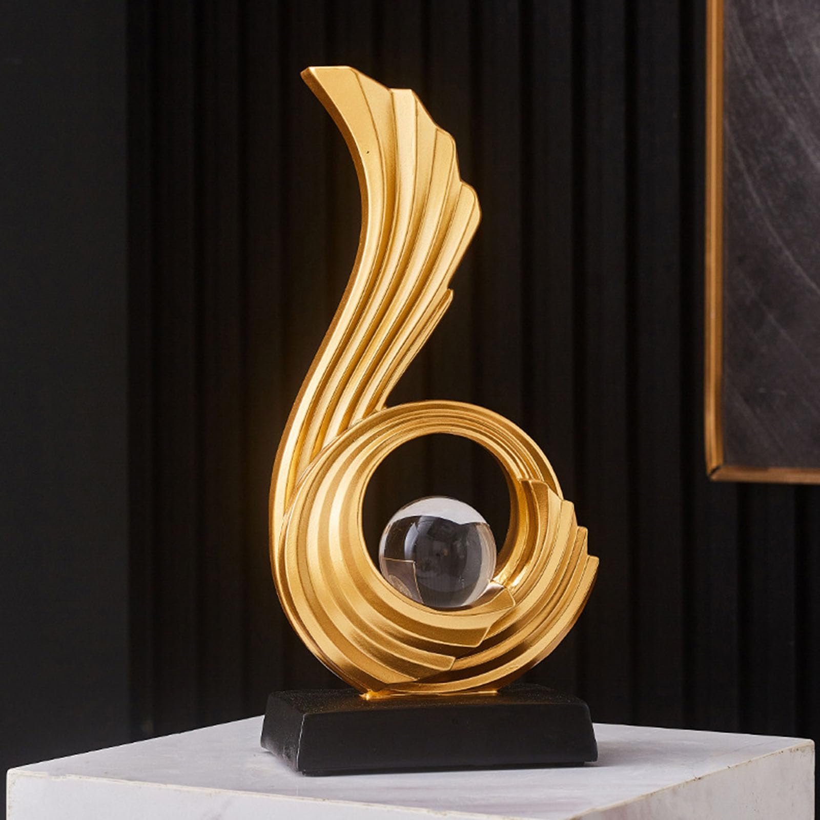 Skulptur Deko, Abstrakte Kunst Statue, Dekoration Wohnzimmer, Schlafzimmer Deko, Modern Wohnung Dekoartikel Skulpturen,Golden j