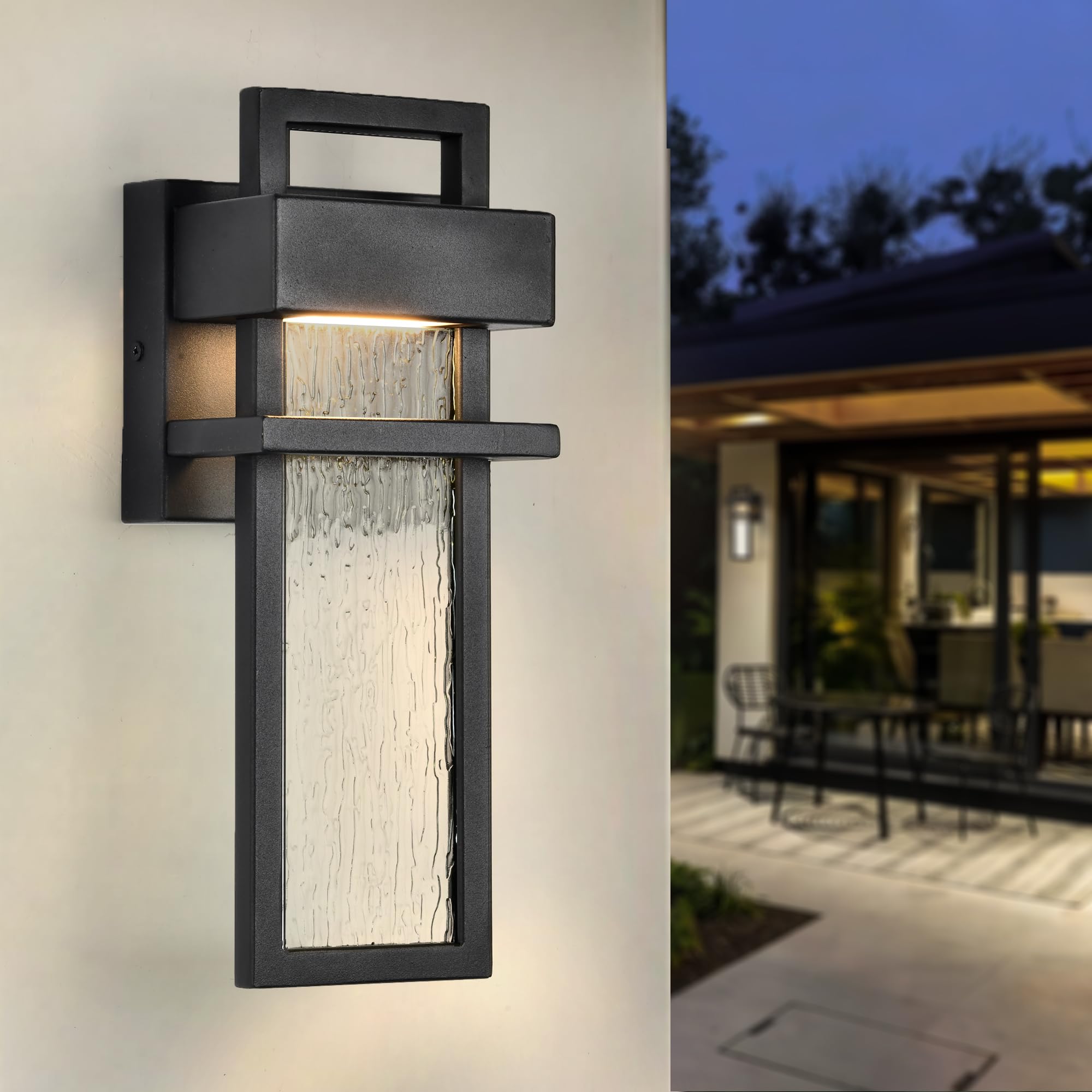 Modern Outdoor Wall Sconce Warm Light LED Black Outdoor Wall Lamp ...