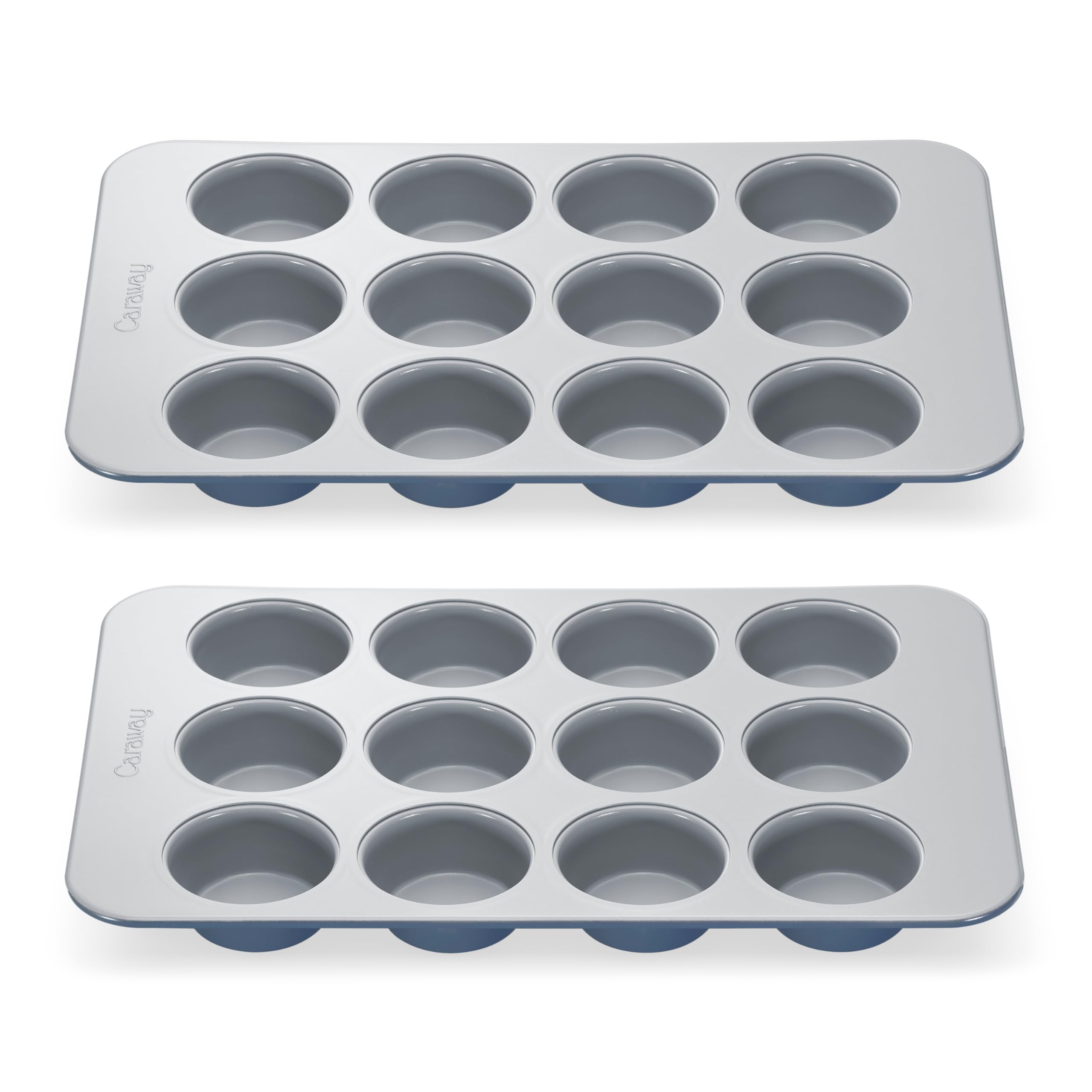 Caraway Teglia per muffin in ceramica antiaderente, 12 tazze, rivestimento in ceramica naturalmente liscia, atossica, priva di PTFE e PFOA, perfetta per cupcake, muffin e altro ancora, ardesia