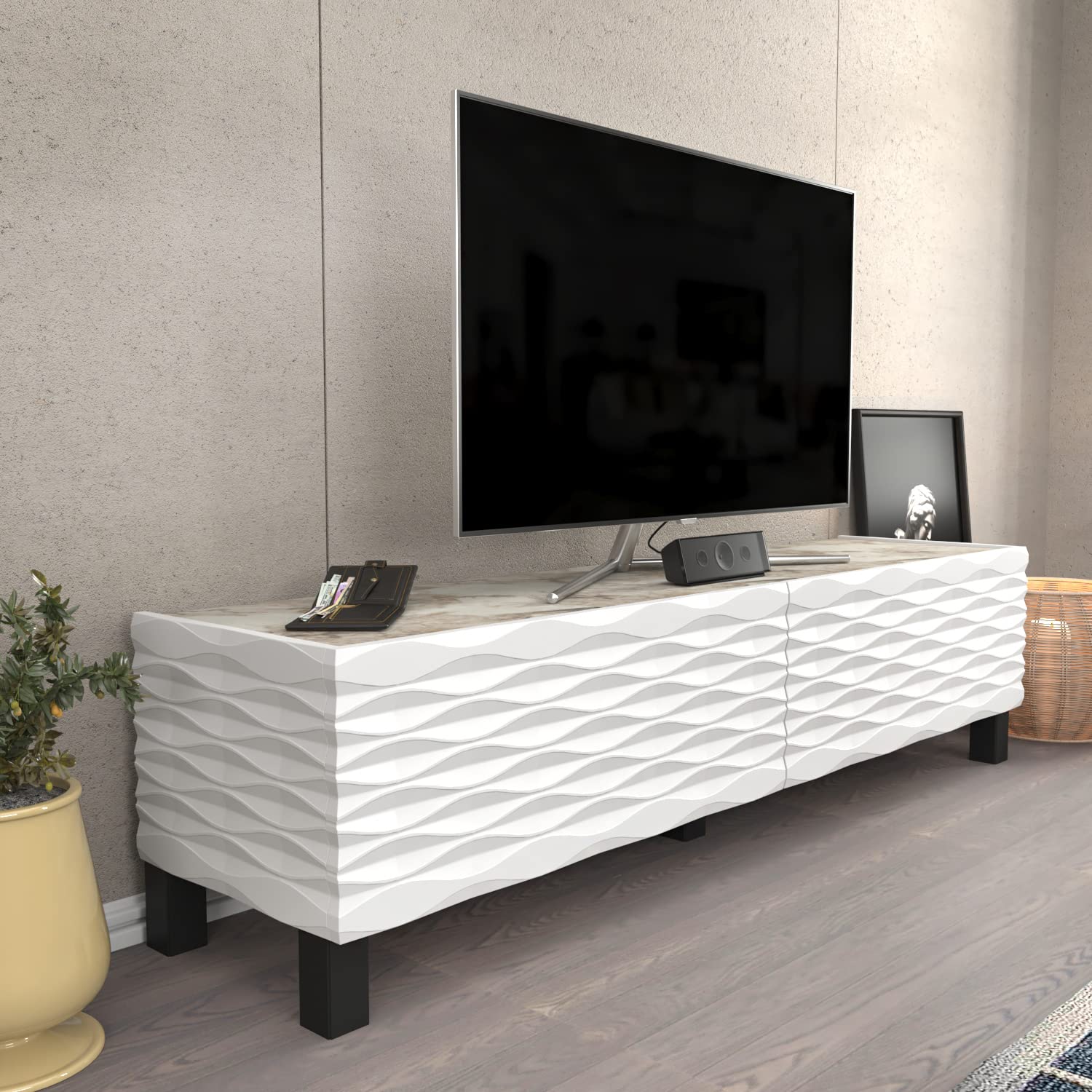DECOROTIKA Lerze Modern 150 cm Wide TV Stand Media Console with