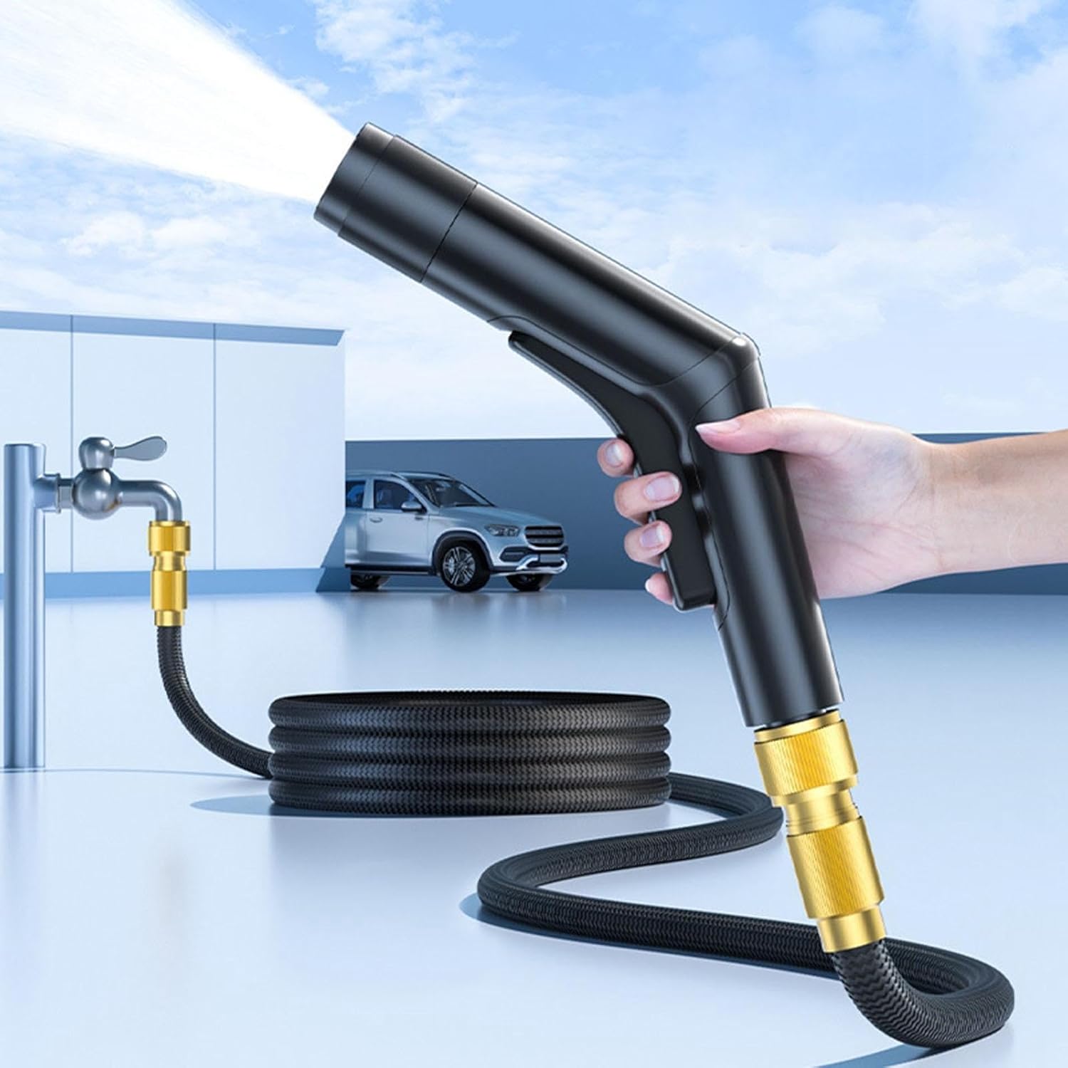 DeeRace 高圧洗浄機スプレー/ガーデンホースノズル/耐久性のある水ホースノズルスプレー、シャワーペット洗車用, 15mホースセ