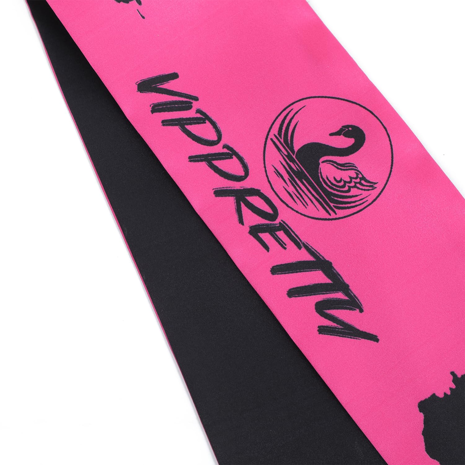 2 bufandas de satén con borde para mujer, peluca de encaje frontal, antideslizante, banda de agarre para yoga, maquillaje, facial, deportes (un lado negro, patrón de marca de un lado) longitud 60