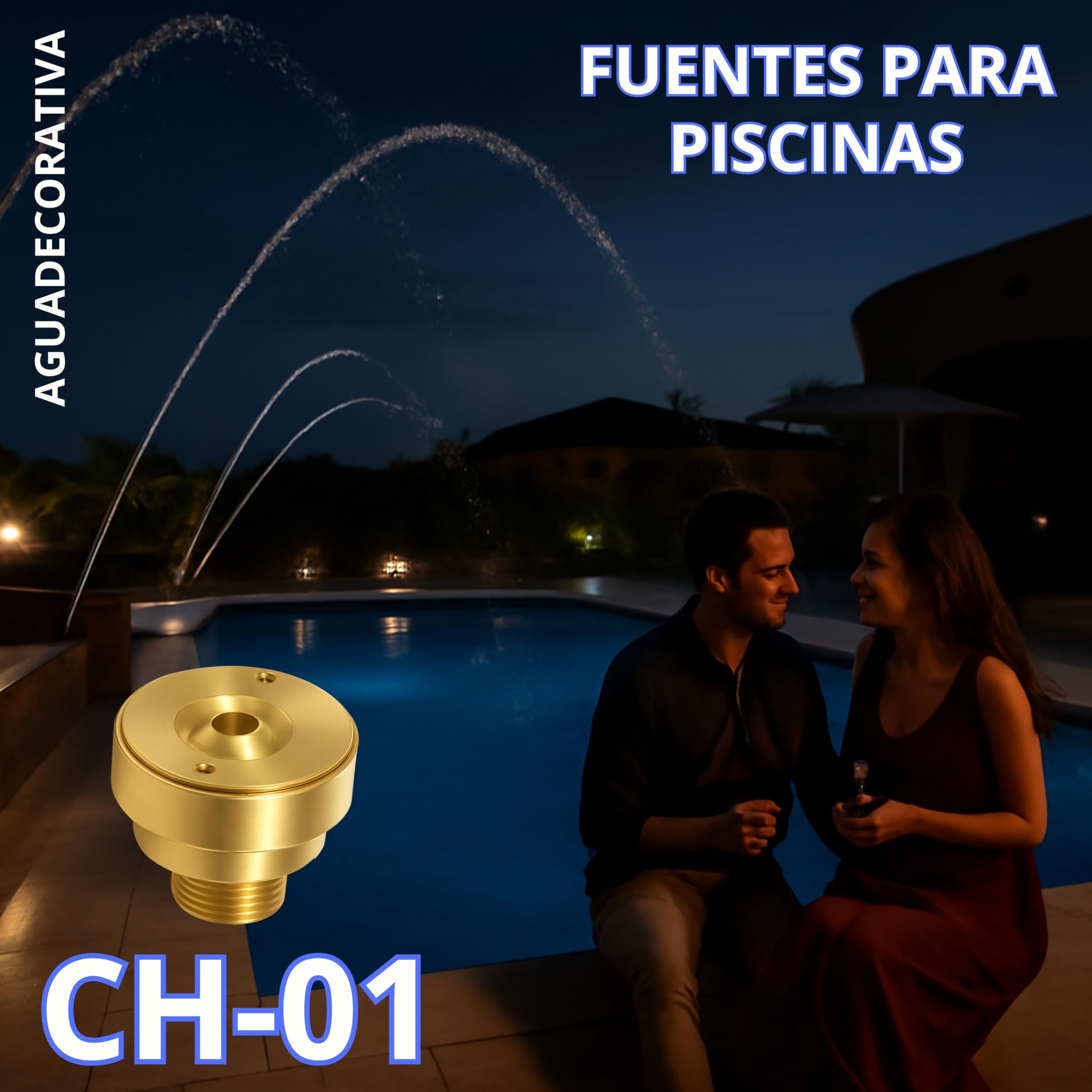 Fuente para Piscinas Boquillas con Chorro Orientable para Orilla Piscinas Fuentes Secas Toberas Caños Fuente Piscina (CH01)