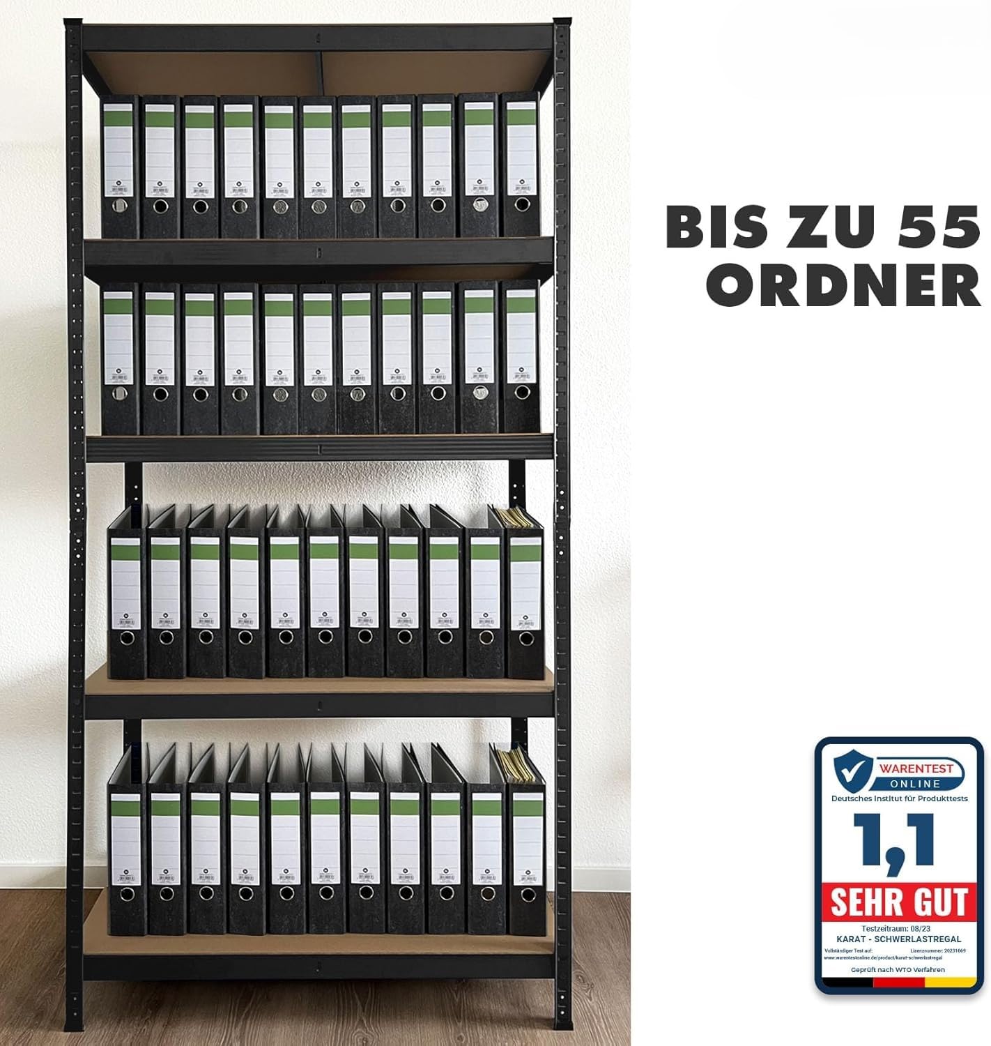Floordirekt Schwerlastregal, 2er Set, schwarz 200 x 100 x 50 cm Steckregal, Kellerregal, Lagerregal, Werkstattregal, Werkbank - 5 verstellbare Böden (Lakota)