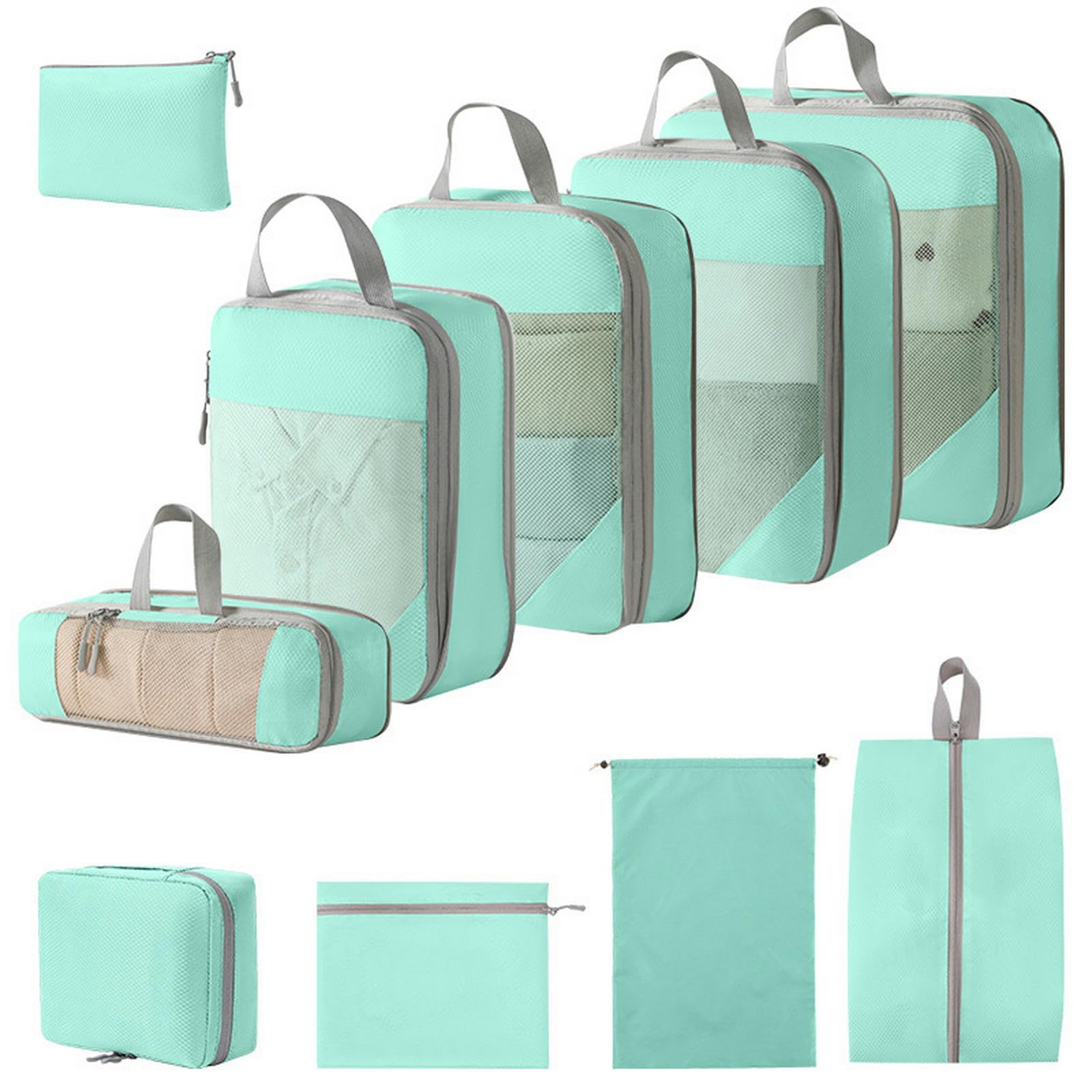 Cubi da imballaggio 5 6 Pezzi Organizzatore di Bagagli Portatili da Viaggio Borse portaoggetti per imballaggio a Compressione Borse per Scarpe con Borsa Pieghevole Leggera in Rete-6