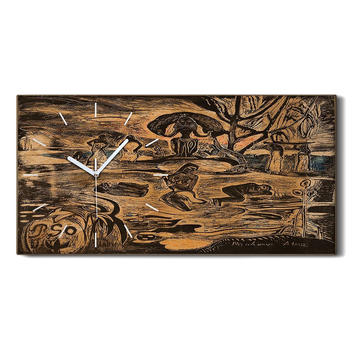 Horloge sur toile 60x30cm Mahana Etna Coloray avec aiguilles blanches