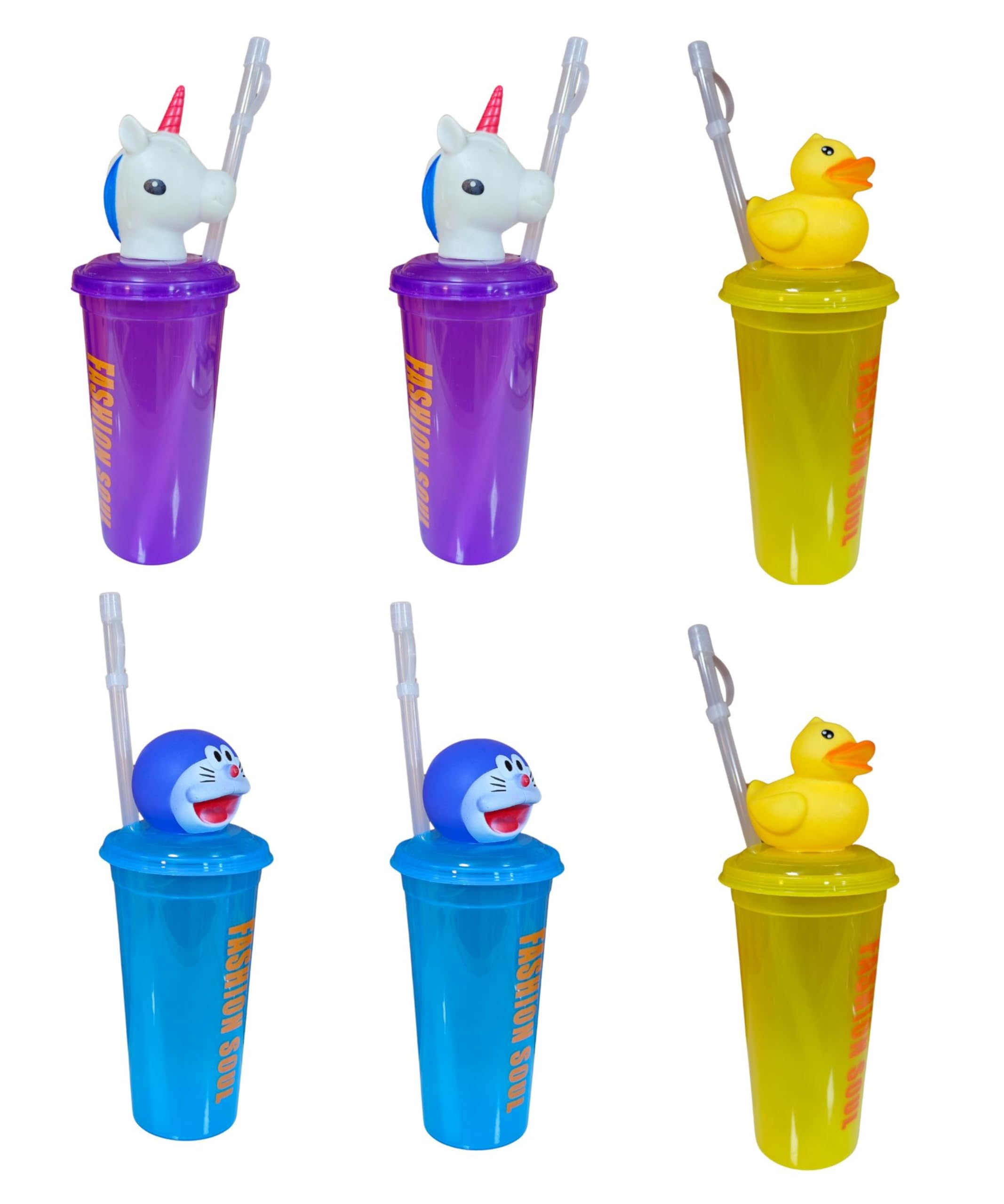 Returngiftwala Pack of 6 Sipper Cups for Kids with Straw, 750ml Capacity, Assorted Cartoon Characters, Perfect for Kids Return Gifts-image-45