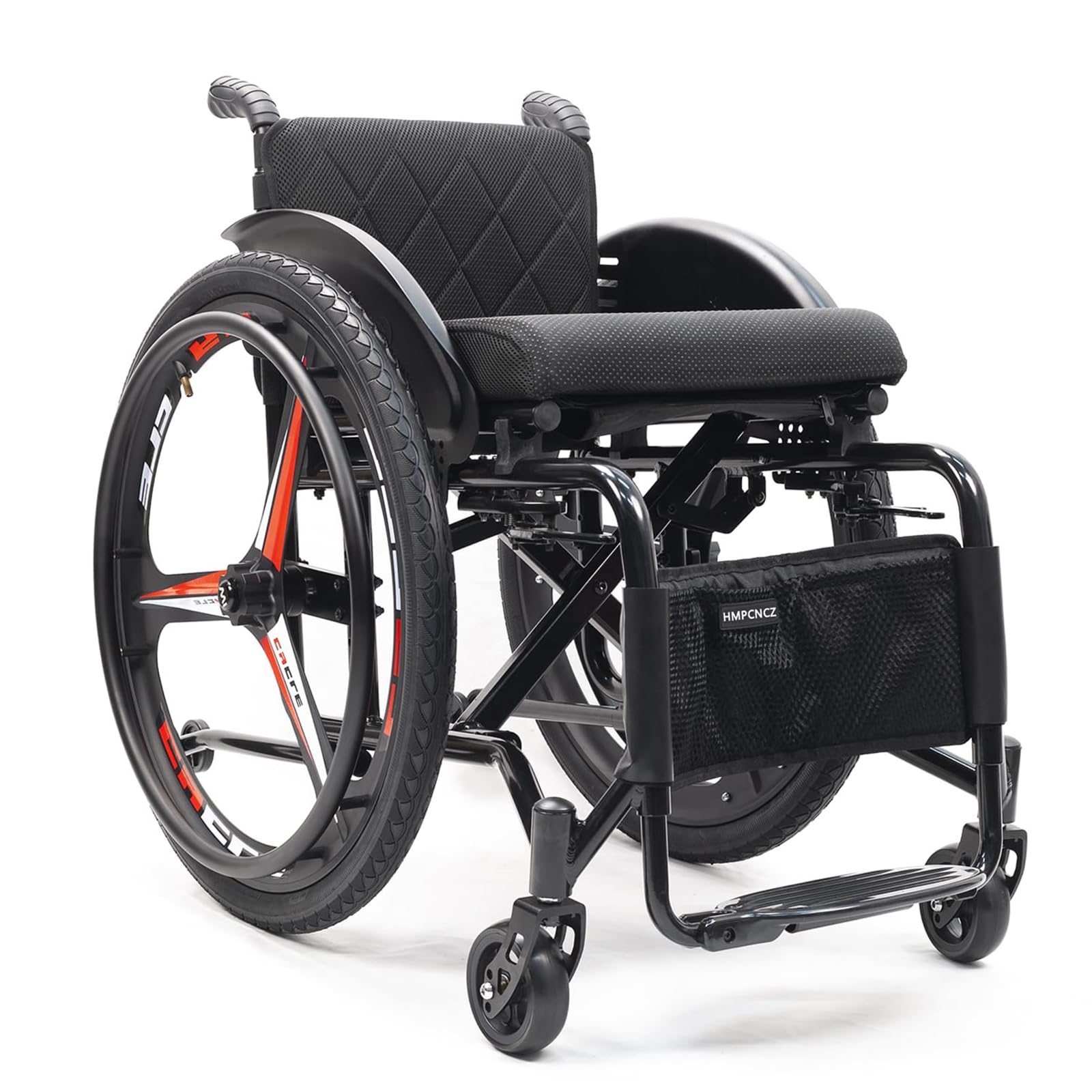 Lightweight Folding Sports Wheelchair For Adults, All Terrain Self Propelled Wheelchairs, Foldable Aluminium Wheelchair, Easy To Assemble, Adjustable Footrest And Seat Height(Size:40cm/15.7in)