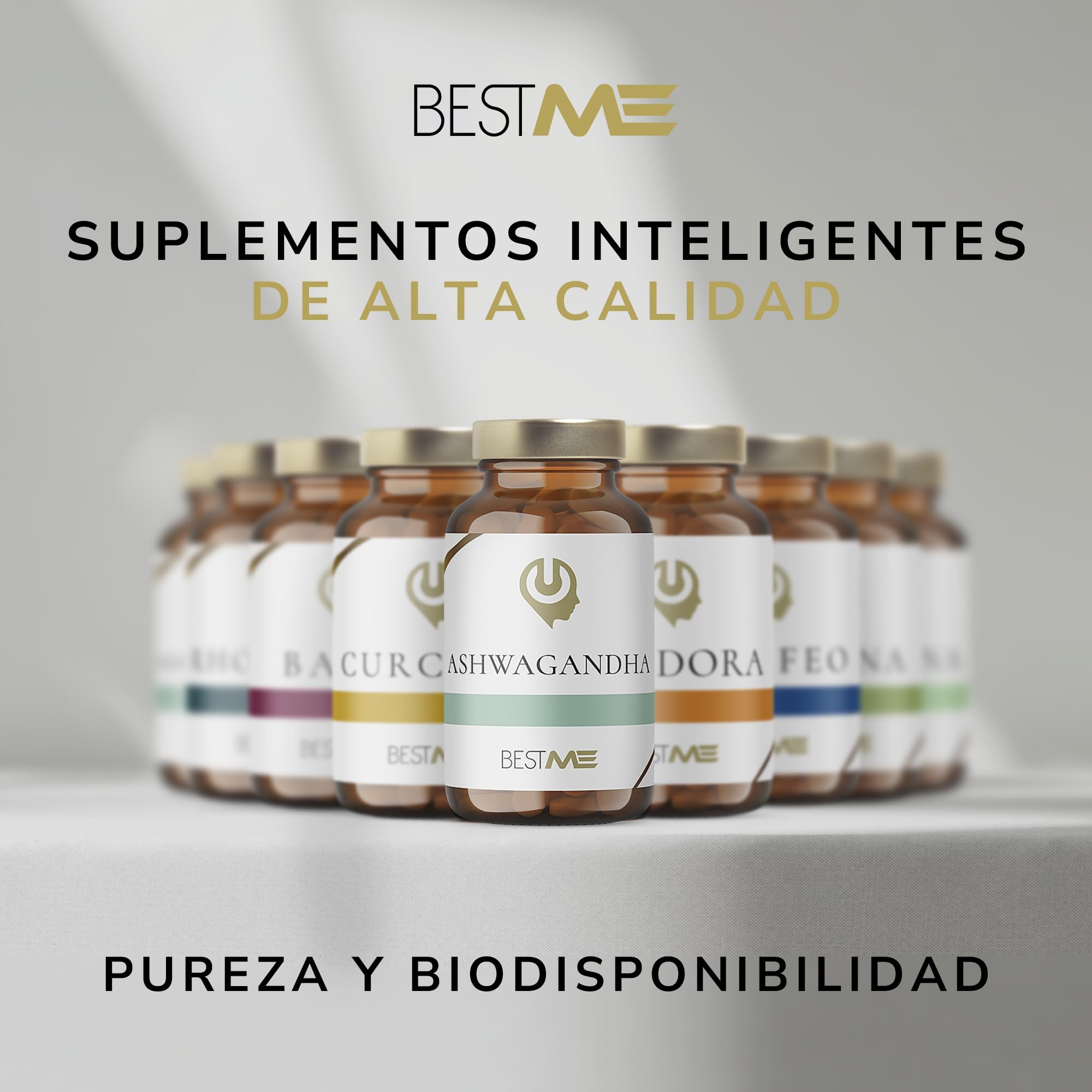 BESTME - Ashwagandha con Sensoril® 521 mg (10% de Withanólidos) | 60 Cáps | Apoyo al Estado de Ánimo, Calma y Concentración, Nootrópico Vegano y Sin Gluten