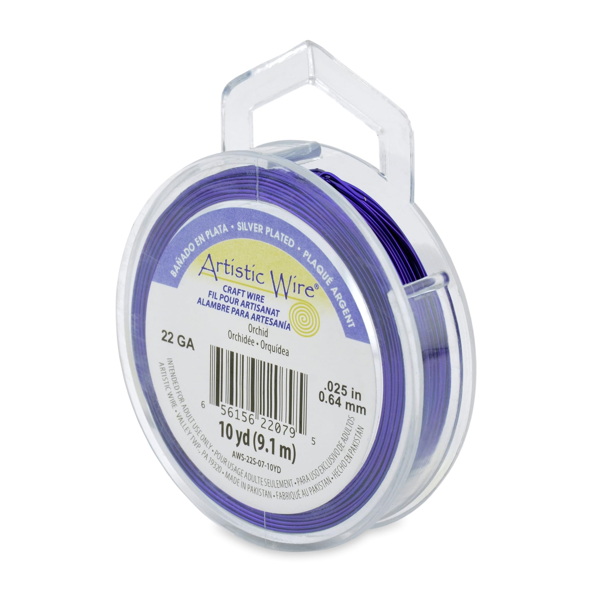 Artistic Wire, 22 Gauge Silver Plated Tarnish Resistant Colored Copper Craft Wire, Orchid, 10 yd