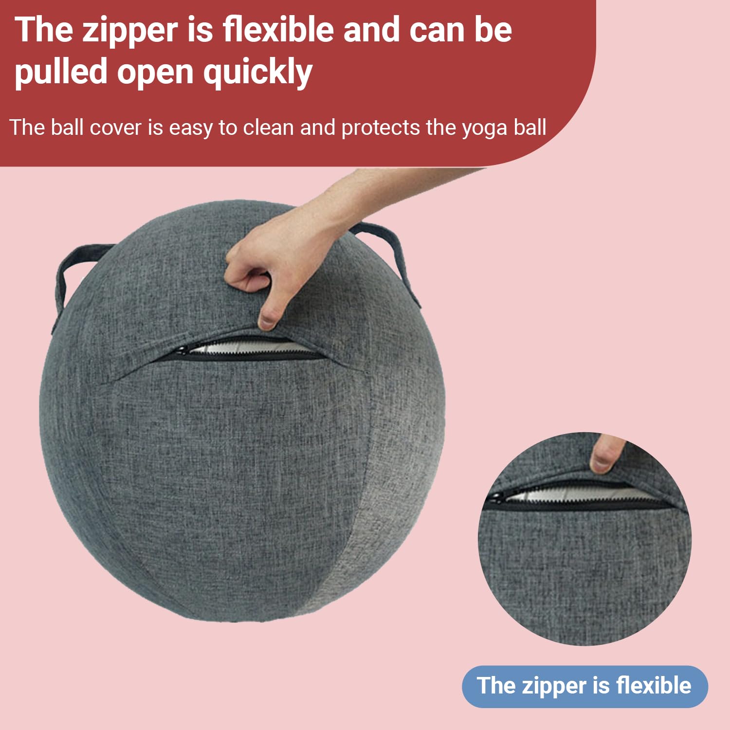 Housse de protection pour ballon d'exercice avec fermeture éclair - Housse de protection en tissu amovible - 65 cm