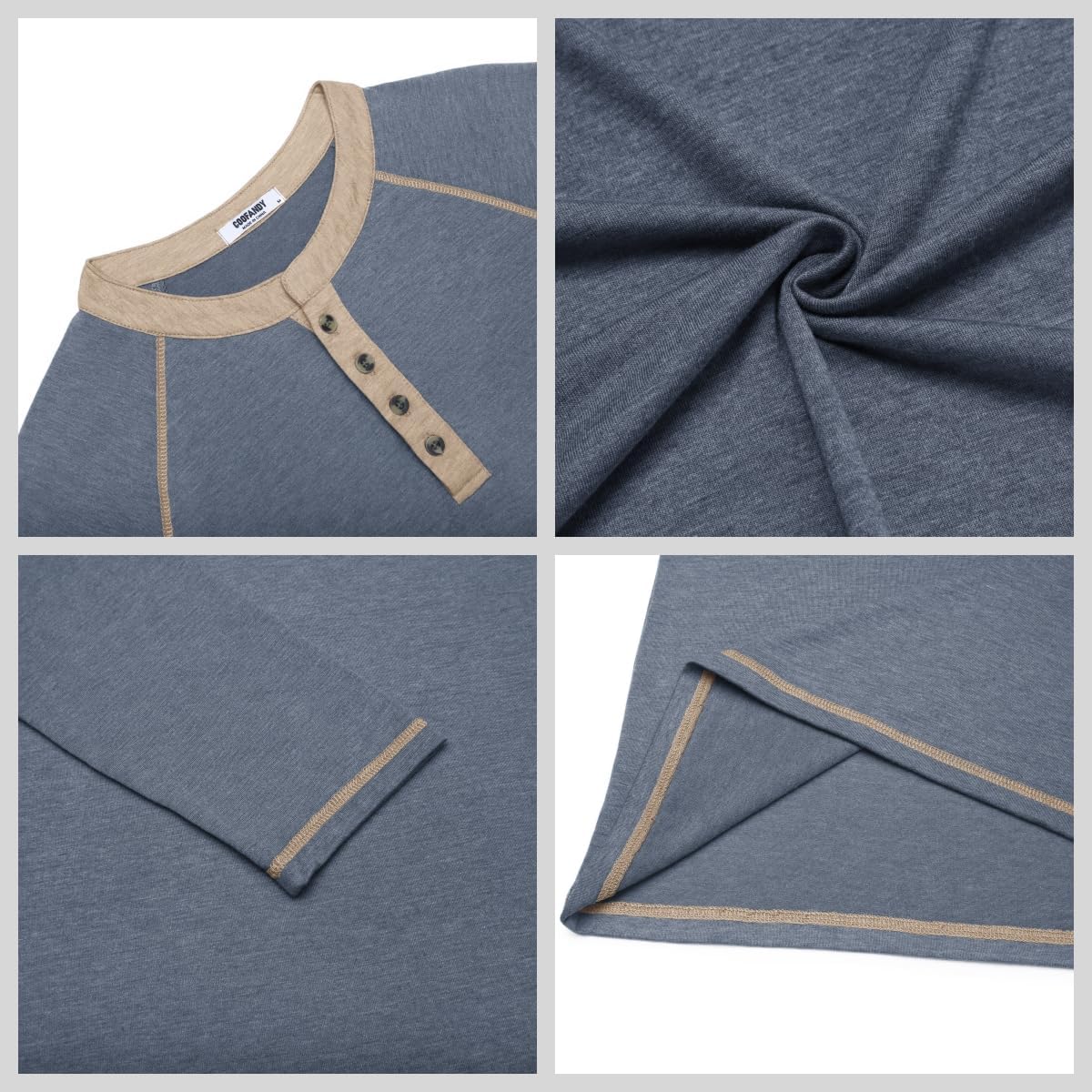 COOFANDY Mens Henley Shirts Long Sleeve Casual Button V Neck T-Shirt Lightweight Fashion Pullover Shirts - Image 5