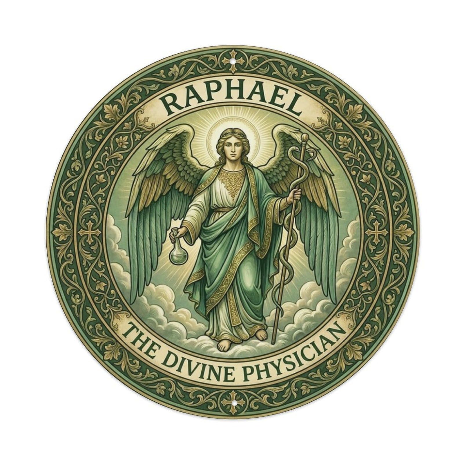 Archangel Raphael The Divine Physician Healing Guardian Metal Tin Sign