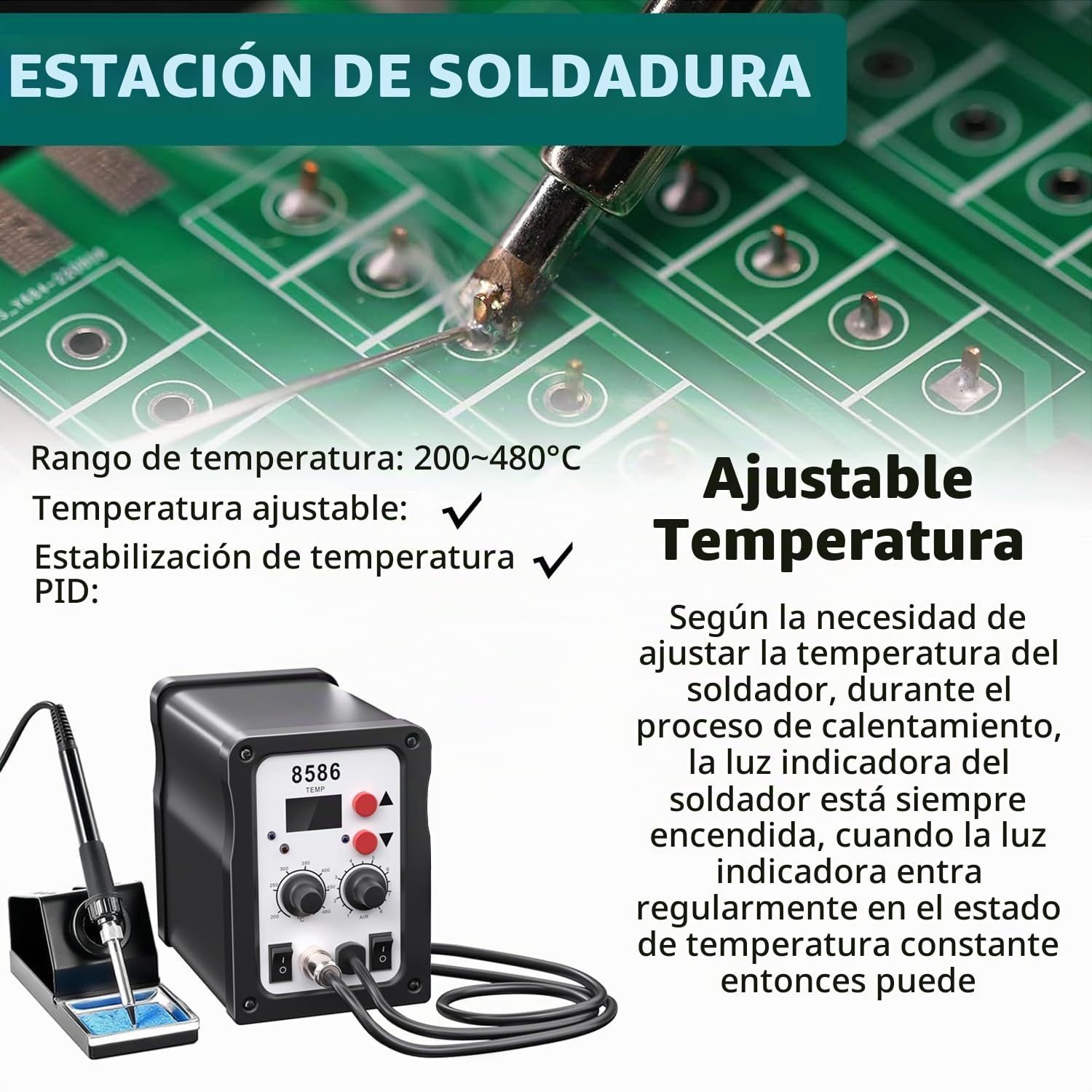 Estación de soldadura de aire caliente, estación de desoldadura de 700W, Estación de desoldadura 2 en 1 estación de retrabajo estación de soldador,para electrónica,proyectos de bricolaje