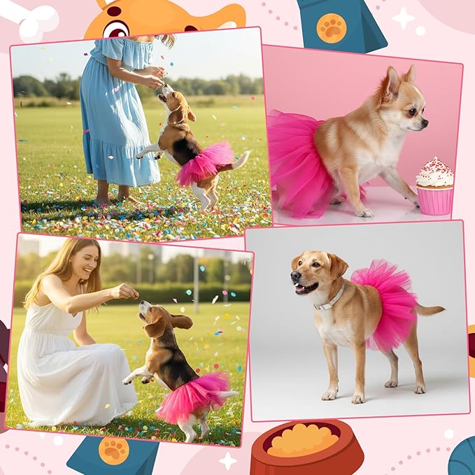 Vestido Tutú para Perros Rosa, Disfraz para Mascotas Pequeñas y Medianas miniatura 7