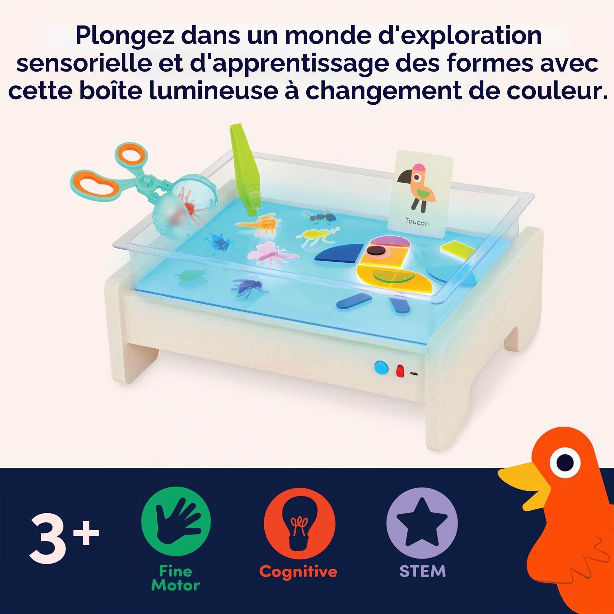 Explorateur Lumineux – Boîte à lumière pour Le traçage – Table Lumineuse pour Enfants – Lumières sensorielles – Tableau Lumineux pour Enfants – 3 Ans et +