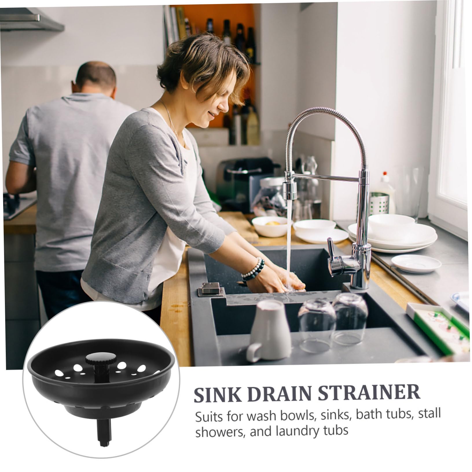 NUOBESTY 5 Sätze Abflusssieb Für Die Küche Spülensieb Wohnung Sinkt Filter Waschbeckenabfluss Abflussstopfen Für Waschbecken Spülsiebe Spülbecken Black Stahl 2 Stück * 5