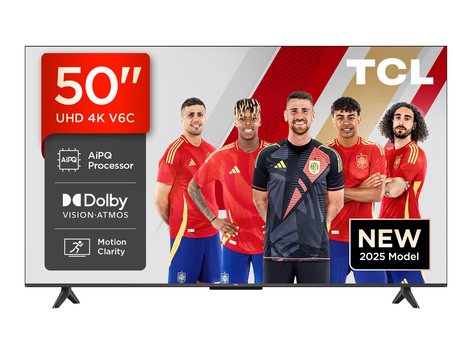 TCL 50V6C 50” Direct LED Smart TV, 12K HDR, Powered by Google TV (Dolby Audio, Motion Clarity, Compatible with Google Assistant & Alexa)