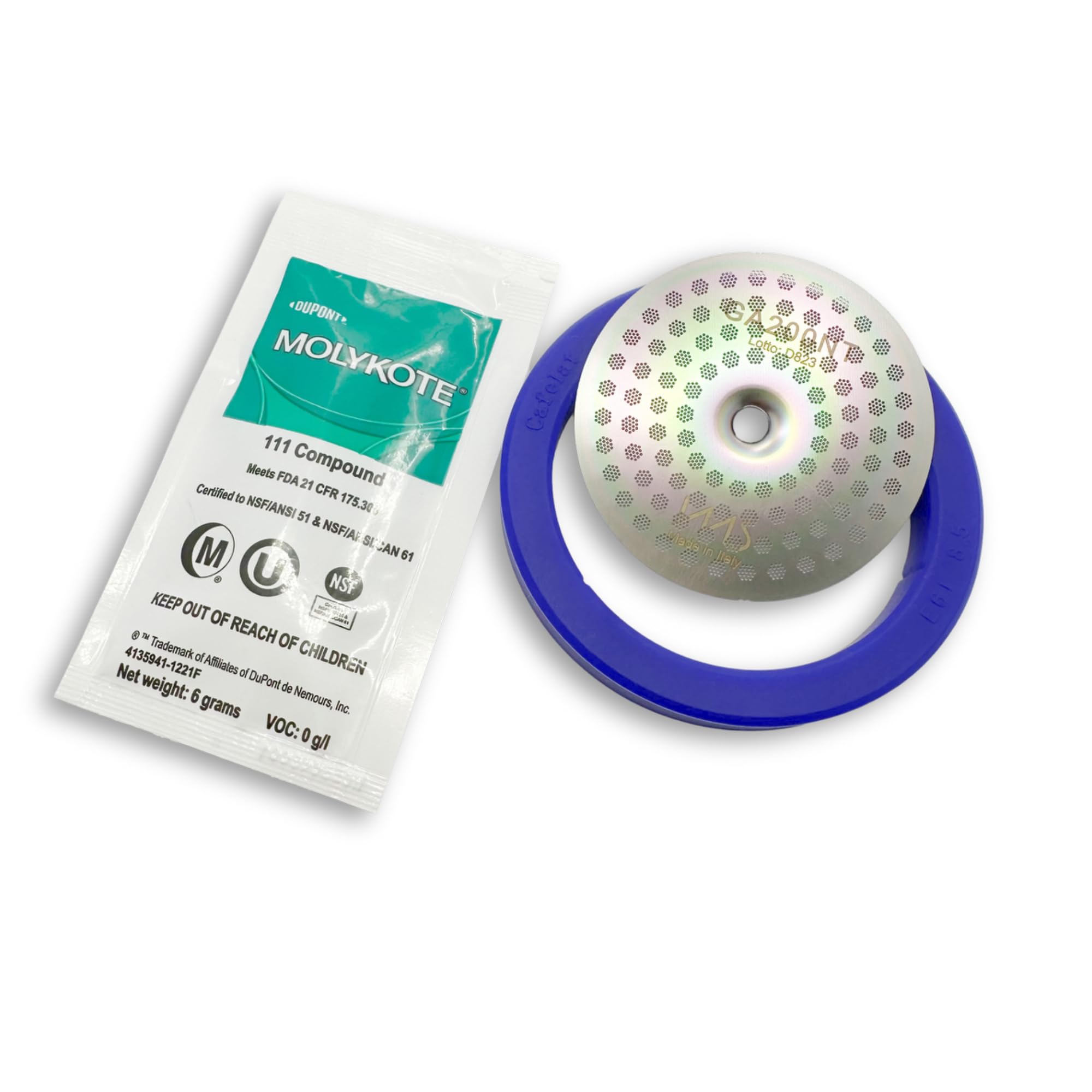 Kit Made for Gaggia. IMS Precision Nanotech Shower Screen GA200NT, Cafelat 8.5mm Gasket, Grease Molykote 111