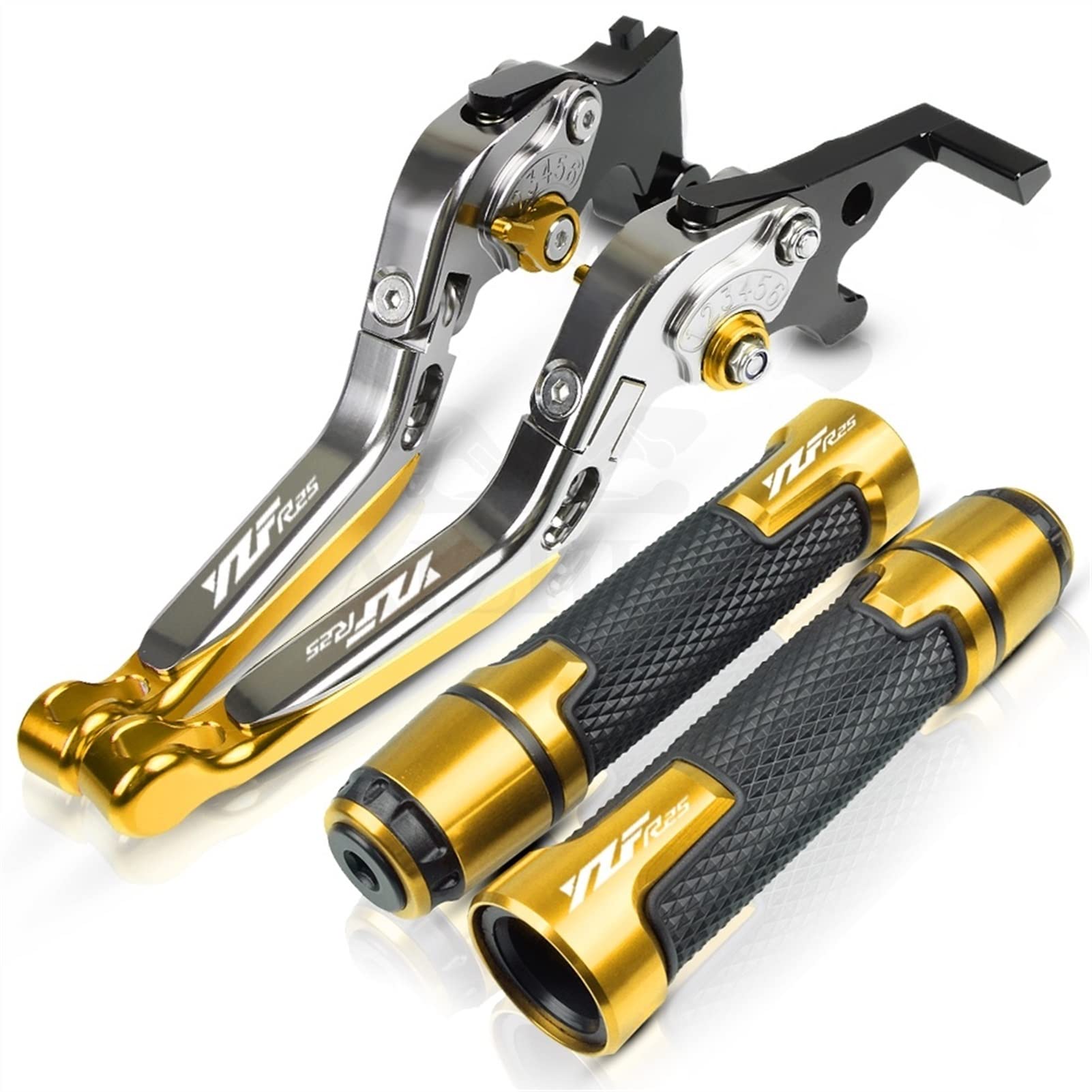 Sprzęgło do Yamaha YZFR25 YZF R25 2015-2020 2019 2018 2017 2016 Motocykl, regulowana dźwignia hamulca i sprzęgła, uchwyty, końcówki kierownicy