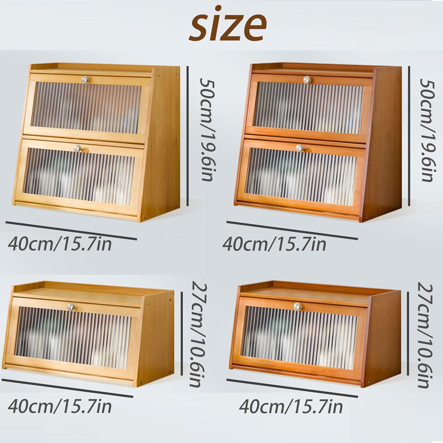 Contenedor de Almacenamiento de Madera, Organizador de Pan de Granja, Caja de Pan para encimera de Cocina, contenedor de Utensilios de encimera, gabinete de Almacenamiento de Cocina,2 Layer,A