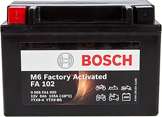 Bosch FA102 - AGM Motorcycle Battery - 12V 120A 8Ah - Suitable for Motorcycles, Motorbikes, Enduros, Scooters, Quads, Jet Skis - Compatible M6010, BTX9-BS, BTX9