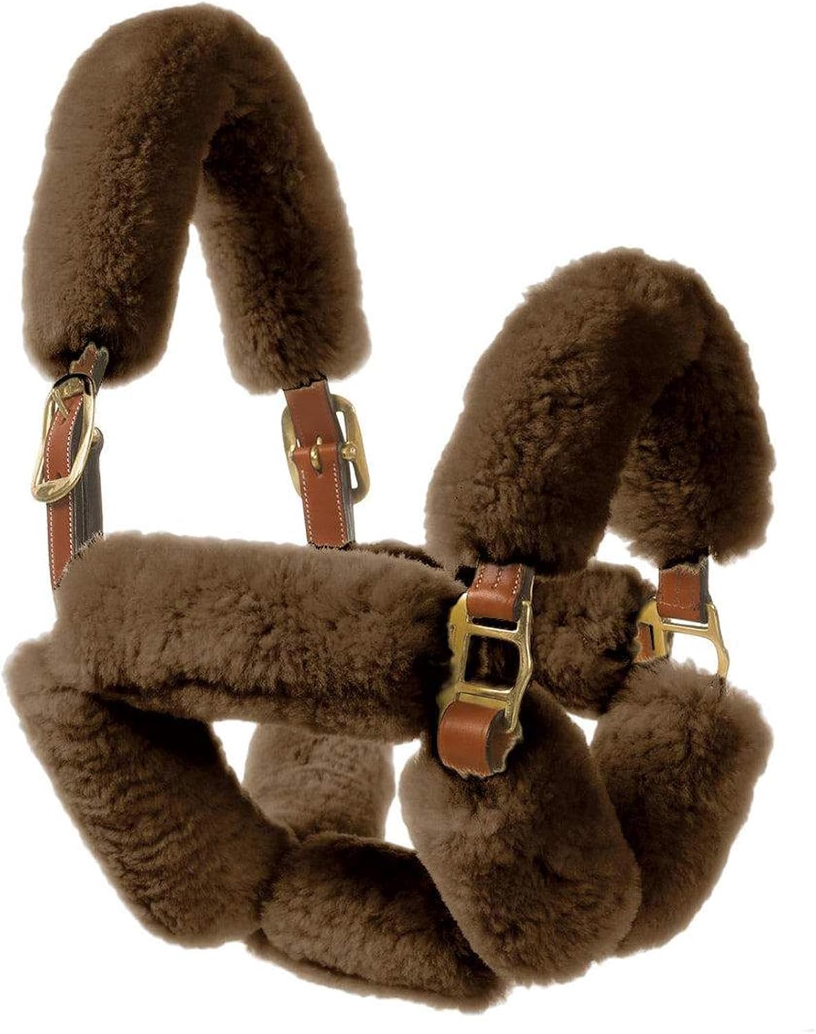 Ovation Europa Sheepskin Halter Set - Plush Sheepskin Halter Covers for Horse Comfort and Protection, Halter Not Included, Black, 9PC-Set