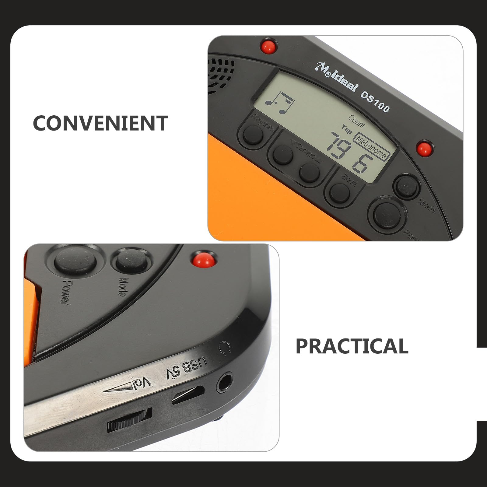 ULTECHNOVO Pad de Práctica Electrónico para Batería Metrónomo Digital, Pantalla Lcd, Ligero y Material Abs y Silicona para Entrenamiento de Bateristas