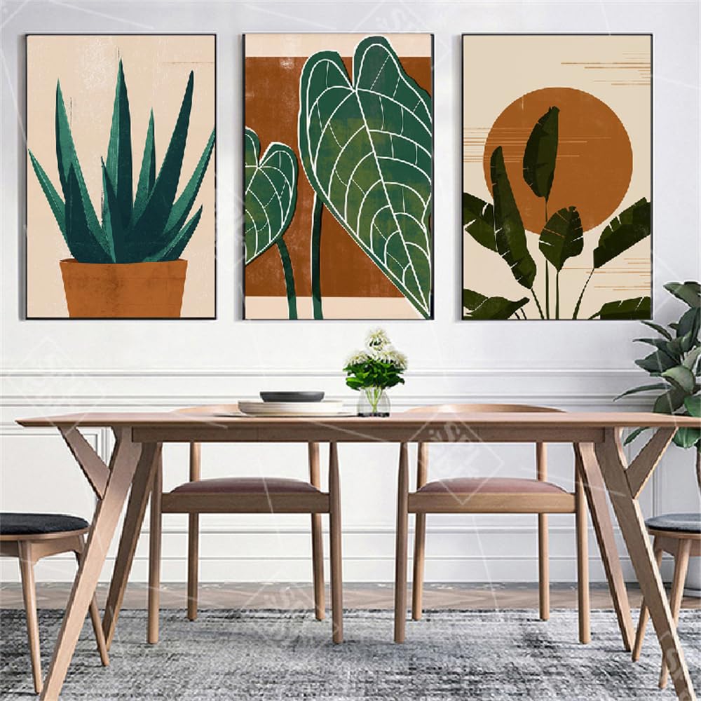 WBYZAC Botanical Posters-Colorful Coconut Tree Canvas Painting Tropical Palm Leaves Wall Pictures For Living Room Nordic Bedroom Kitchen Office Home Decor-60 * 70cm*3PCS (No Frame)
