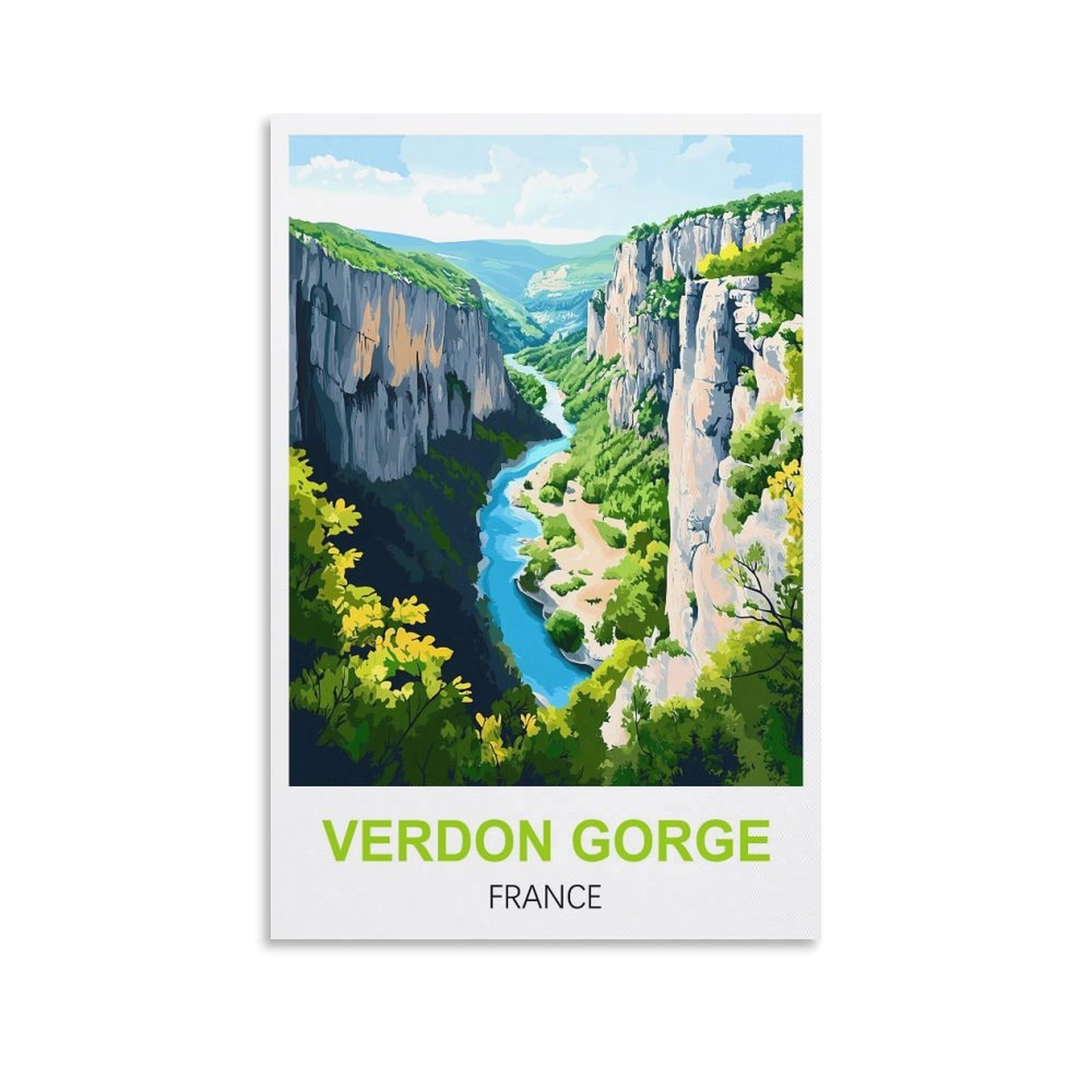 EZMLFA 5D Diamond Art Kits for Beginner,Verdon Gorge France,Beginners,DIY Full Round Drill Diamond Dot Gem Art Kits for Adults,Crafts for Decor 40x40cm
