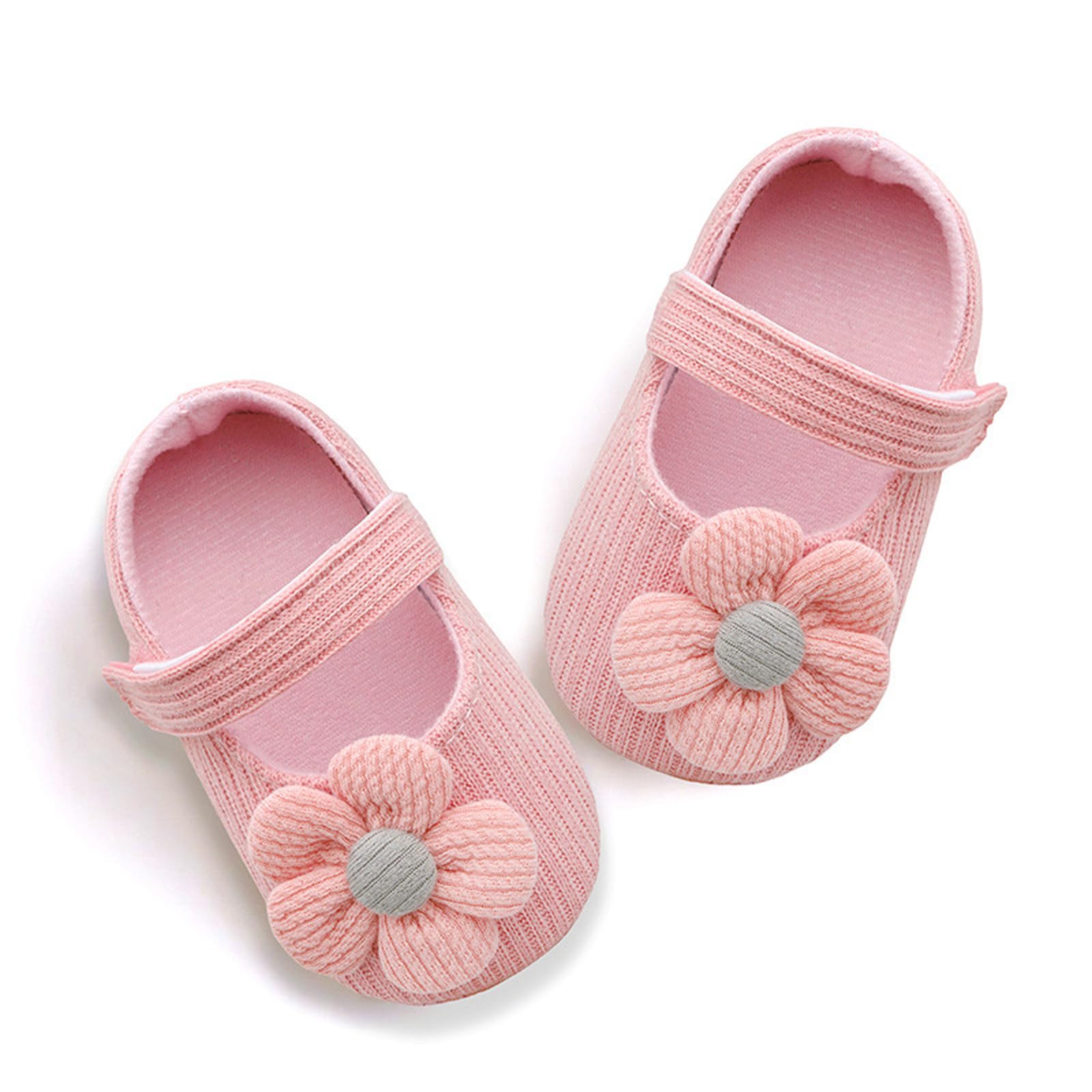 SHEKAKO Infant Girls Walking Shoes, Princess Bowknot Flats Prewalker, Cartoon Soft Sole Wedding Dress Sneakers, Newborn Light Baby Soft Bottom Warm Crib Shoes (Flowers Pink,10-13 Months Infant)