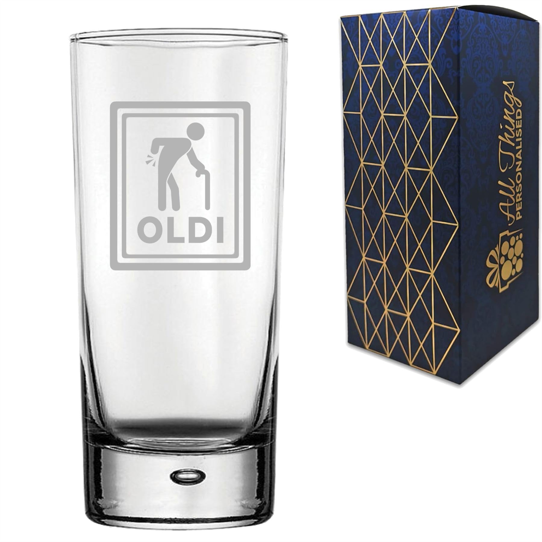 Vaso de vidrio con diseño antiguo, caja de regalo incluida, grabado láser, regalo para papá, abuelo, colega, jubilación, regalo divertido, añade un mensaje opcional