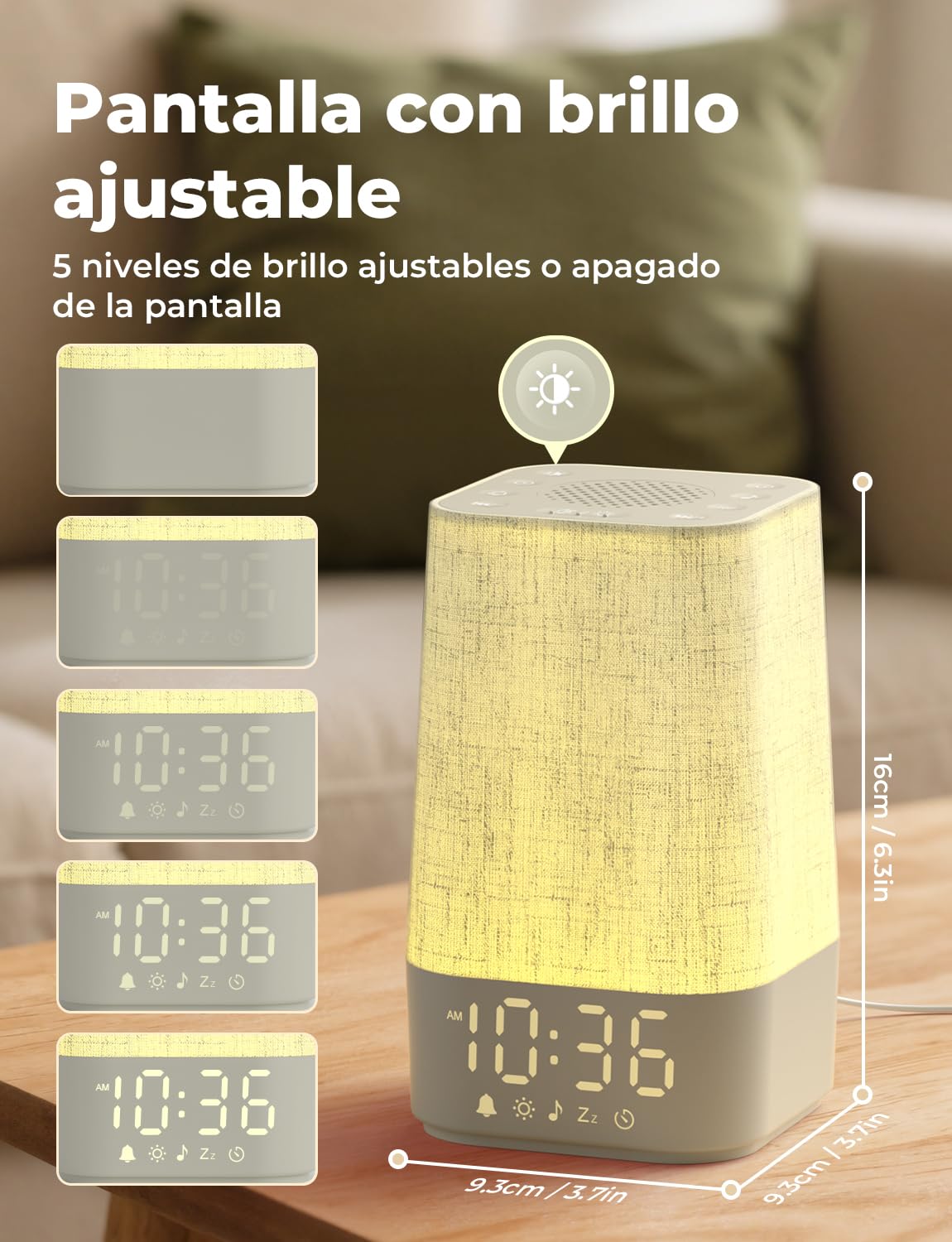 LIORQUE Despertador Amanecer, Despertador Luz Natural Simulación de Amanecer, 13 Niveles de Brillo, 10 Pistas de Ruido Blanco y 20 Melodías de la Naturaleza, Función Alarma y Snooze