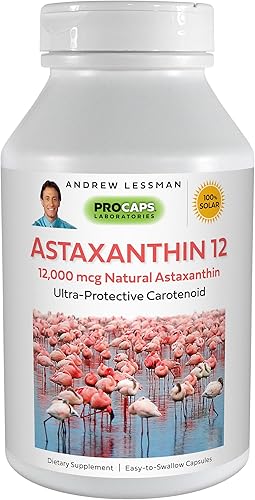 ANDREW LESSMAN Astaxantina 240 cápsulas blandas - 12000 mcg de astaxantina natural, potente carotenoide antioxidante. Protección para ojos, corazón,