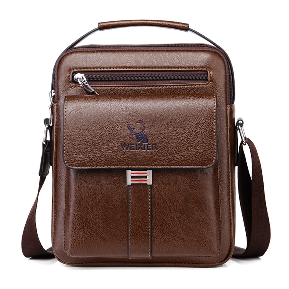 Men's Shoulder Bag PU Leather Messenger Bag Pack Business Satchel Side Bag Casual Handbag for Men Working Shopping School Daily Use
