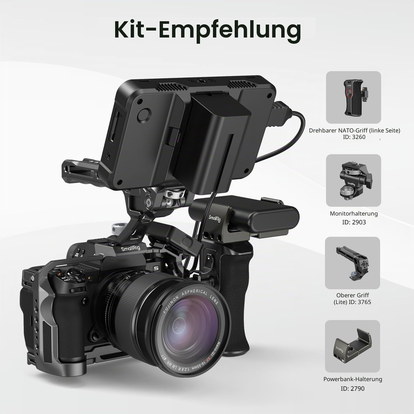 SMALLRIG X-H2 / X-H2S Kamera-Komplettkäfig für Fujifilm X-H2 / X-H2S, Videokamera-Rig aus Aluminiumlegierung mit Kabelklemme für HDMI und HawkLock-Schnellverschlussschnittstelle – 3934B